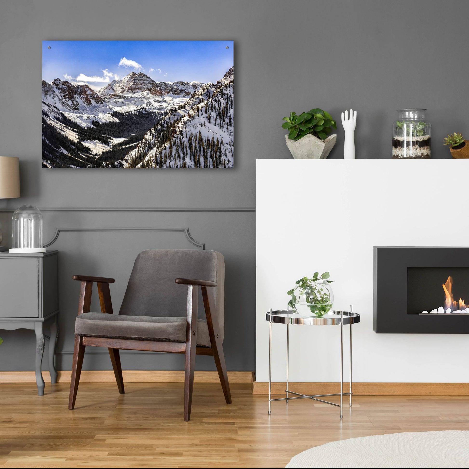 Epic Art 'Snow Covered Maroon Bells' by Jonathan Ross, Acrylic Glass Wall Art,36x24