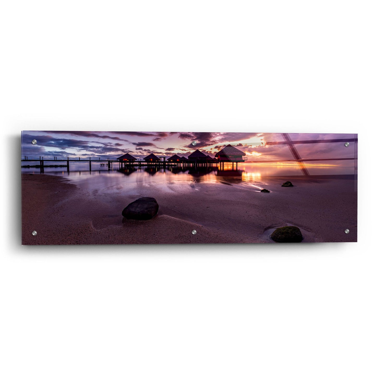 Epic Art 'Sundown In The South Pacific' by Jonathan Ross, Acrylic Glass Wall Art,36x12