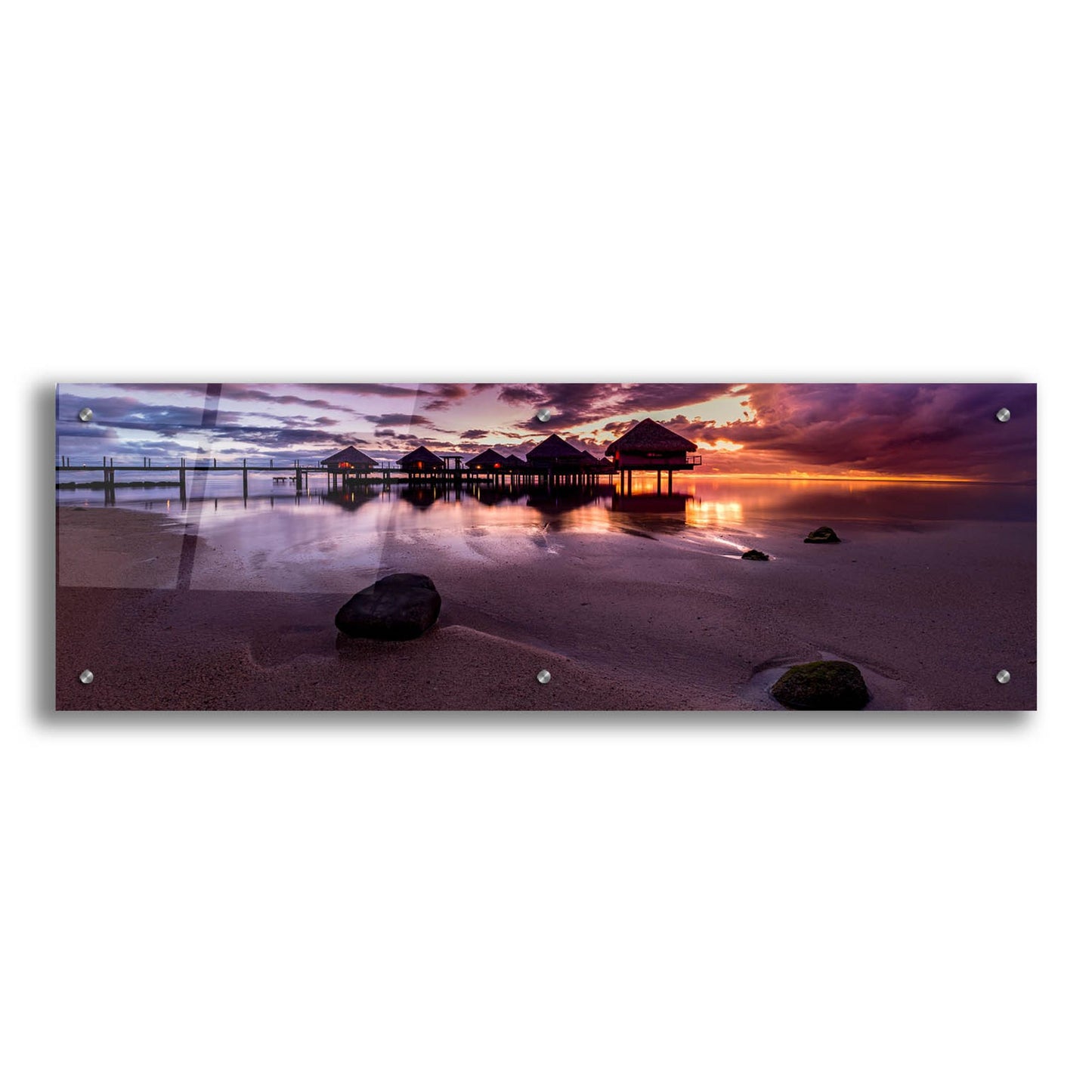 Epic Art 'Sundown In The South Pacific' by Jonathan Ross, Acrylic Glass Wall Art,36x12