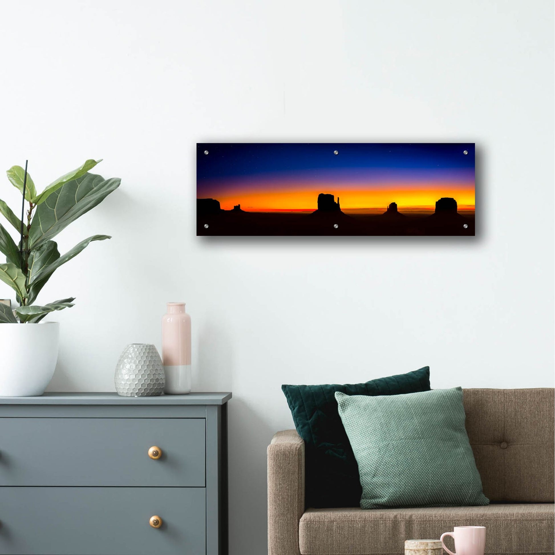 Epic Art 'Sunrise In The Valley' by Jonathan Ross, Acrylic Glass Wall Art,36x12