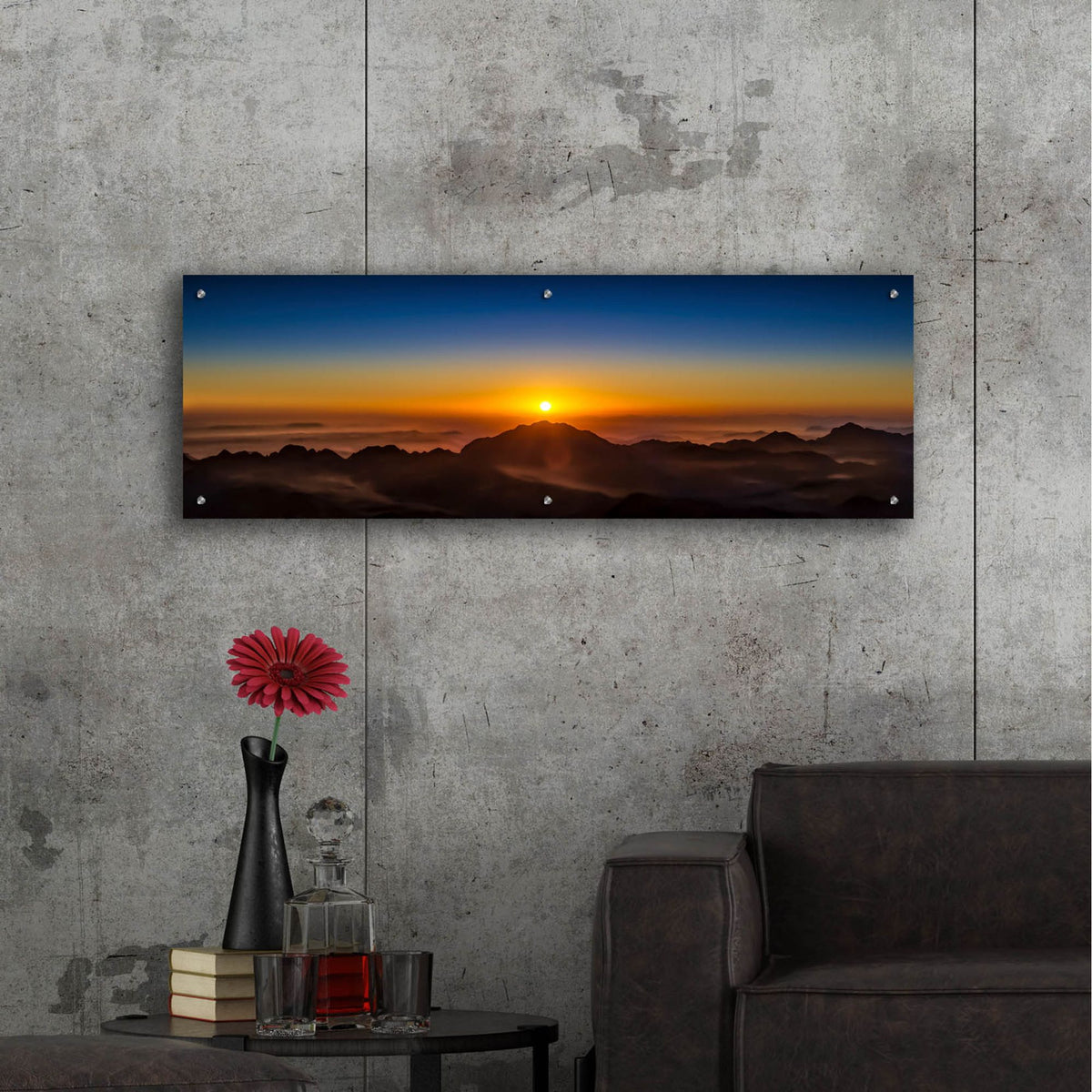 Epic Art 'Sunrise Over Sinai' by Jonathan Ross, Acrylic Glass Wall Art,48x16