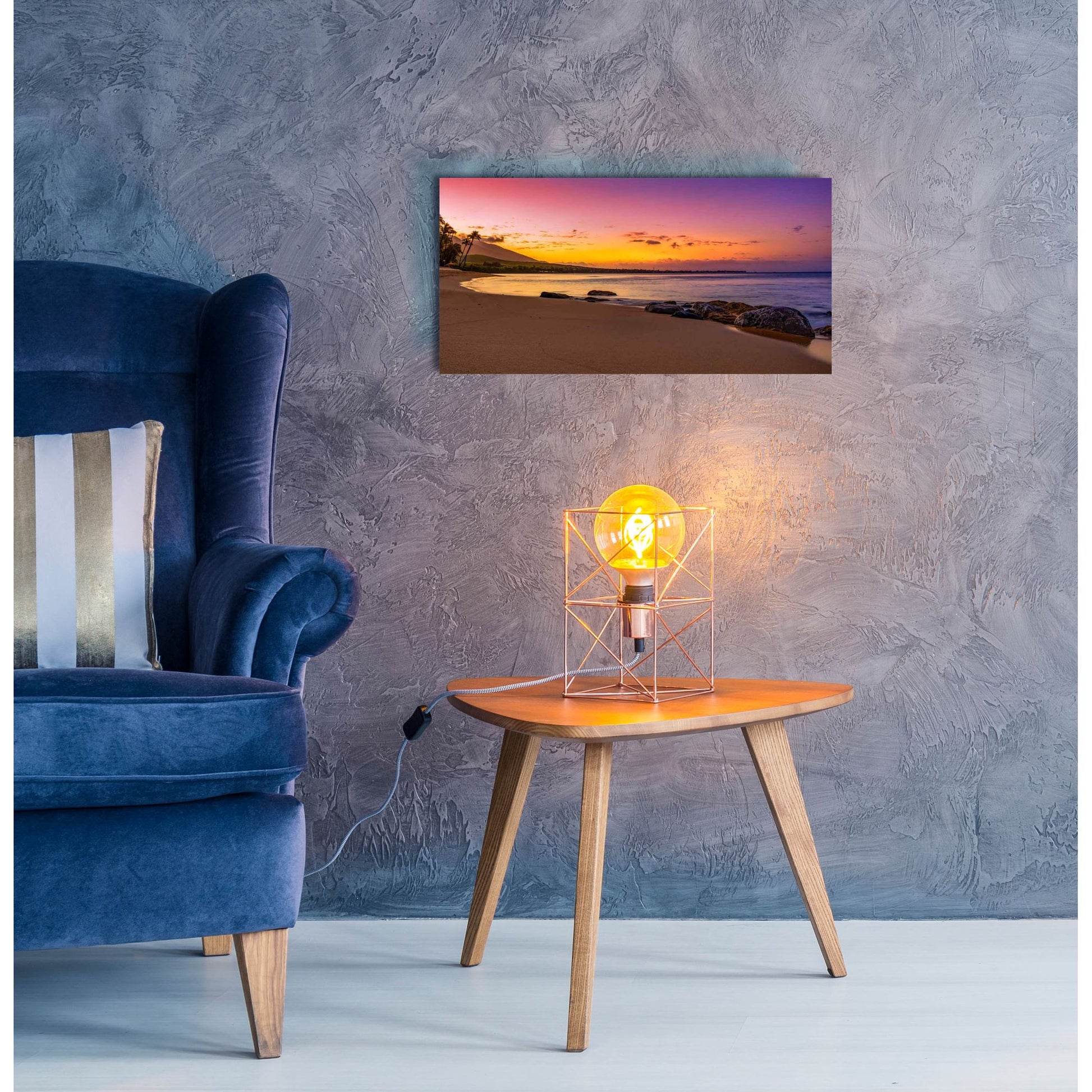 Epic Art 'Sunset Beach' by Jonathan Ross, Acrylic Glass Wall Art,24x12