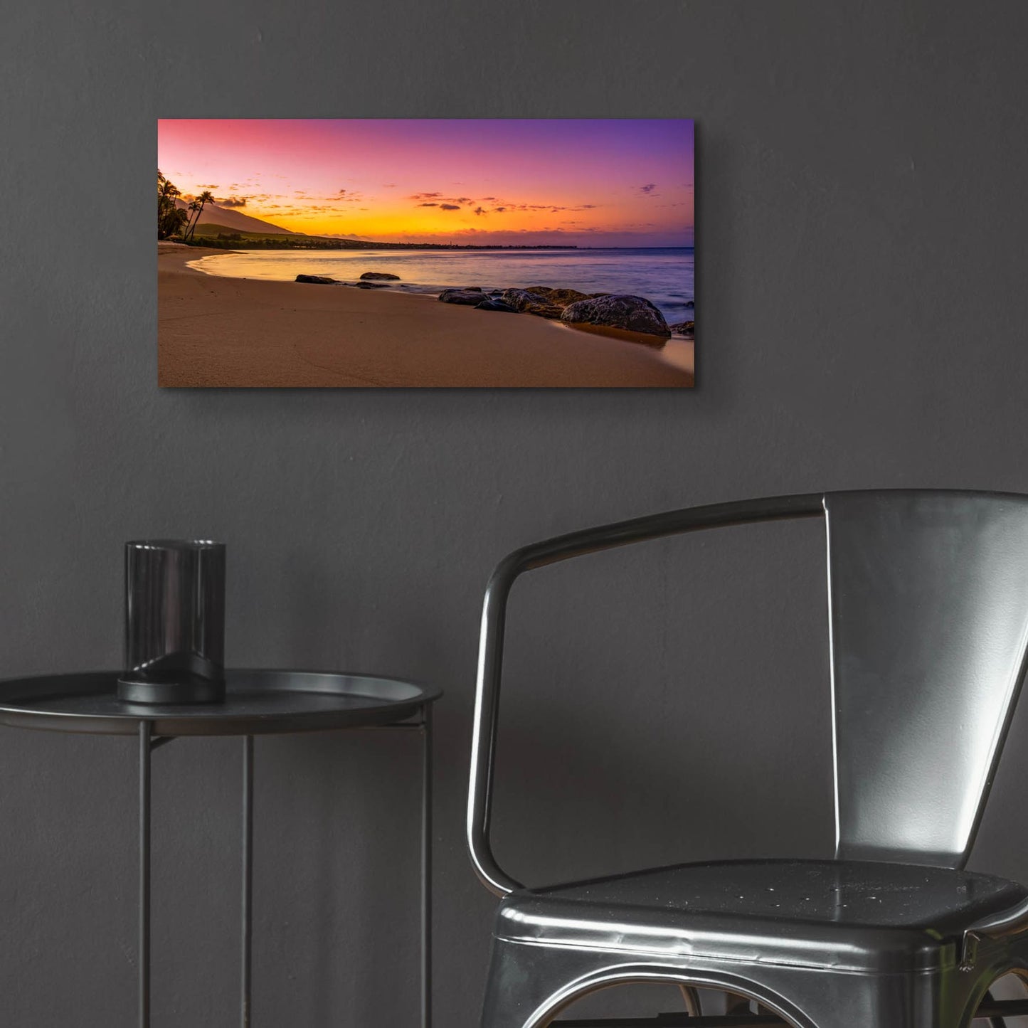 Epic Art 'Sunset Beach' by Jonathan Ross, Acrylic Glass Wall Art,24x12