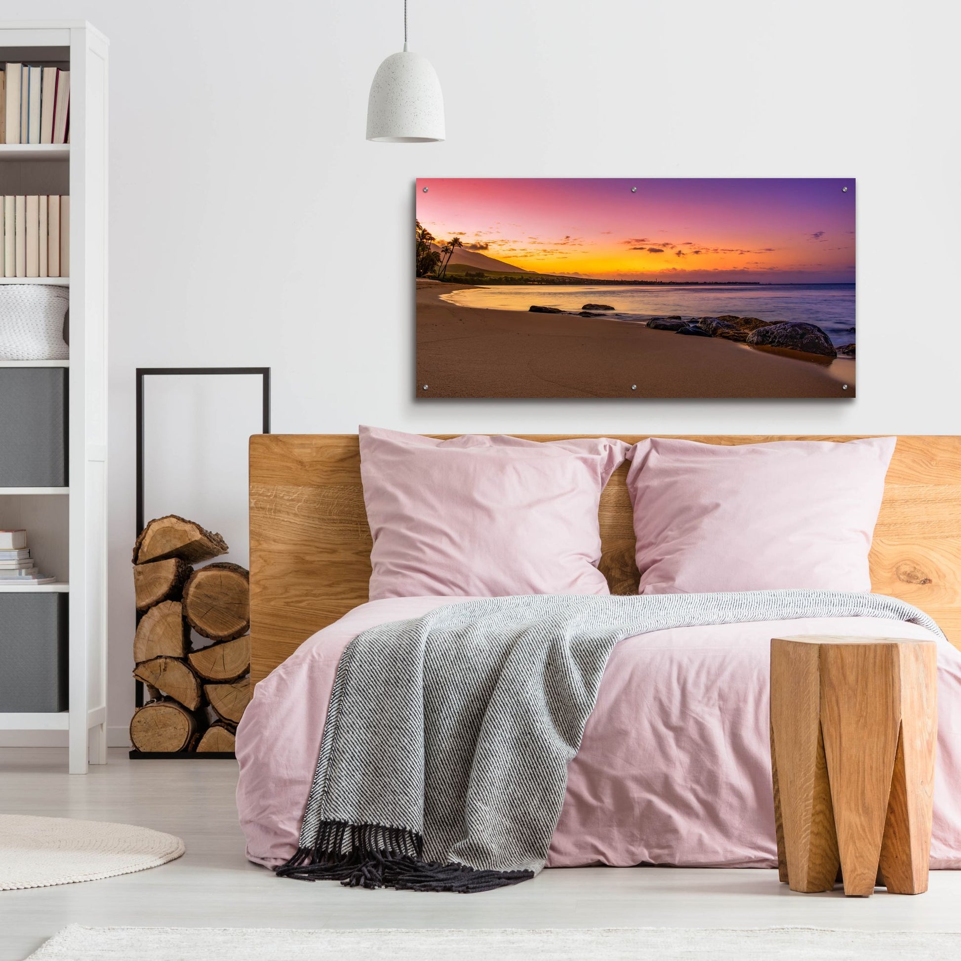 Epic Art 'Sunset Beach' by Jonathan Ross, Acrylic Glass Wall Art,48x24