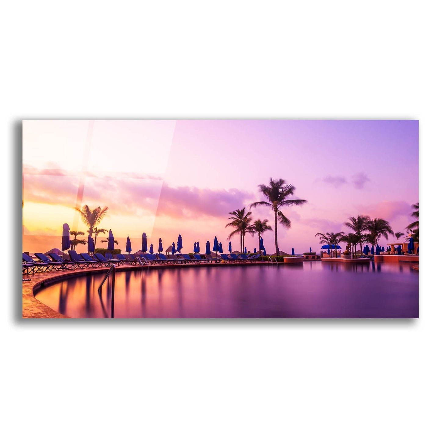 Epic Art 'Sunset By The Pool' by Jonathan Ross, Acrylic Glass Wall Art,24x12