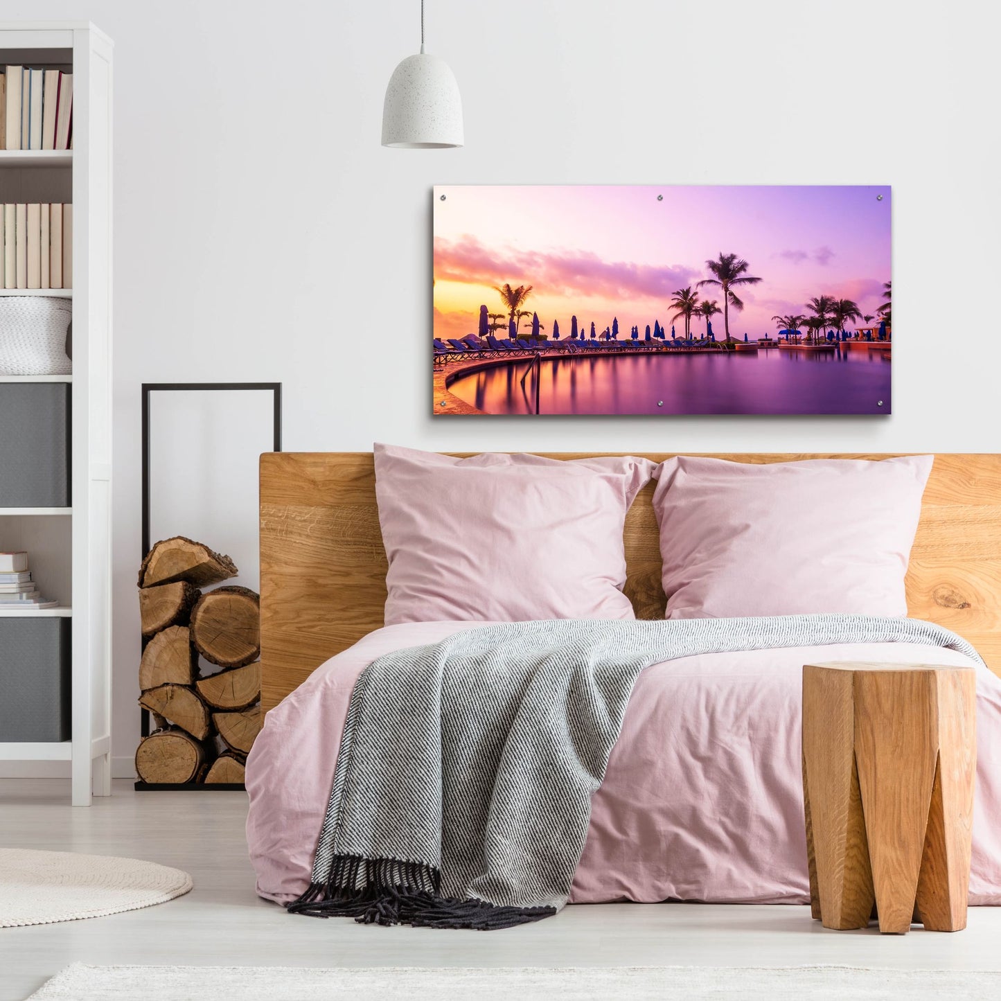 Epic Art 'Sunset By The Pool' by Jonathan Ross, Acrylic Glass Wall Art,48x24