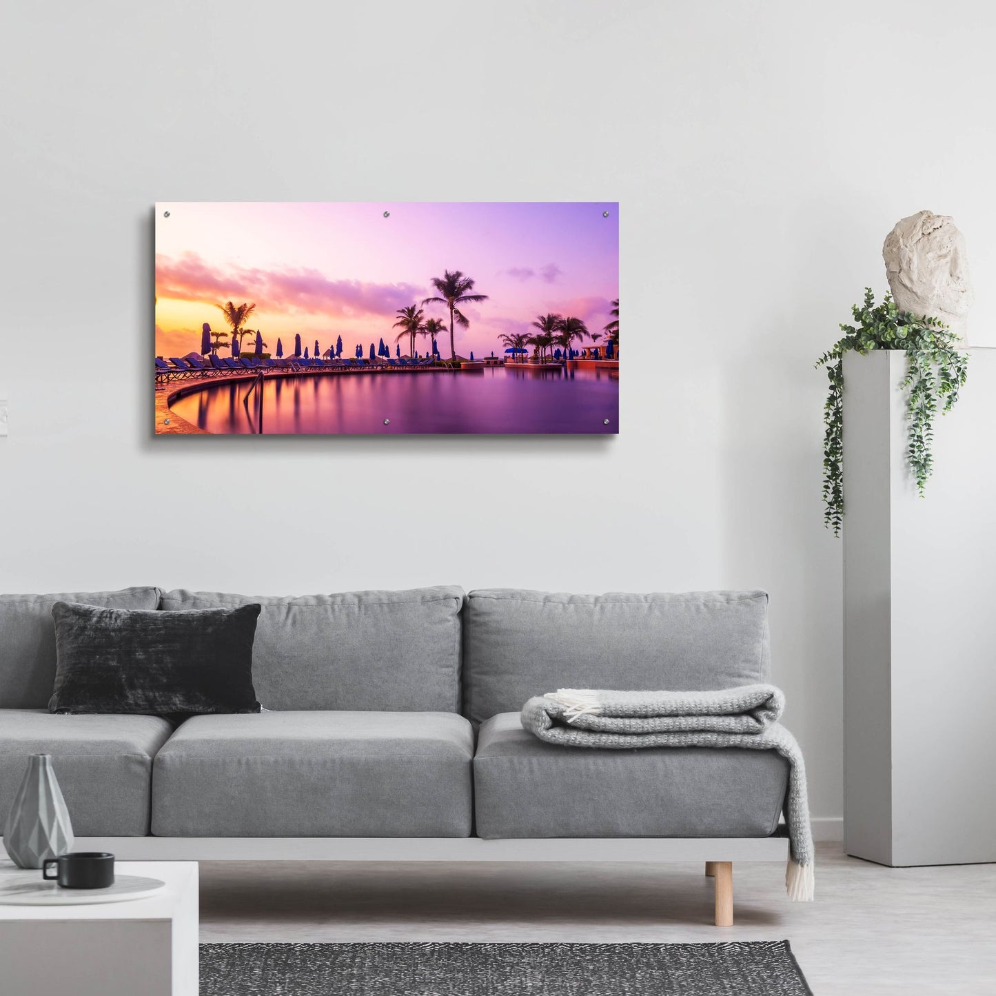 Epic Art 'Sunset By The Pool' by Jonathan Ross, Acrylic Glass Wall Art,48x24