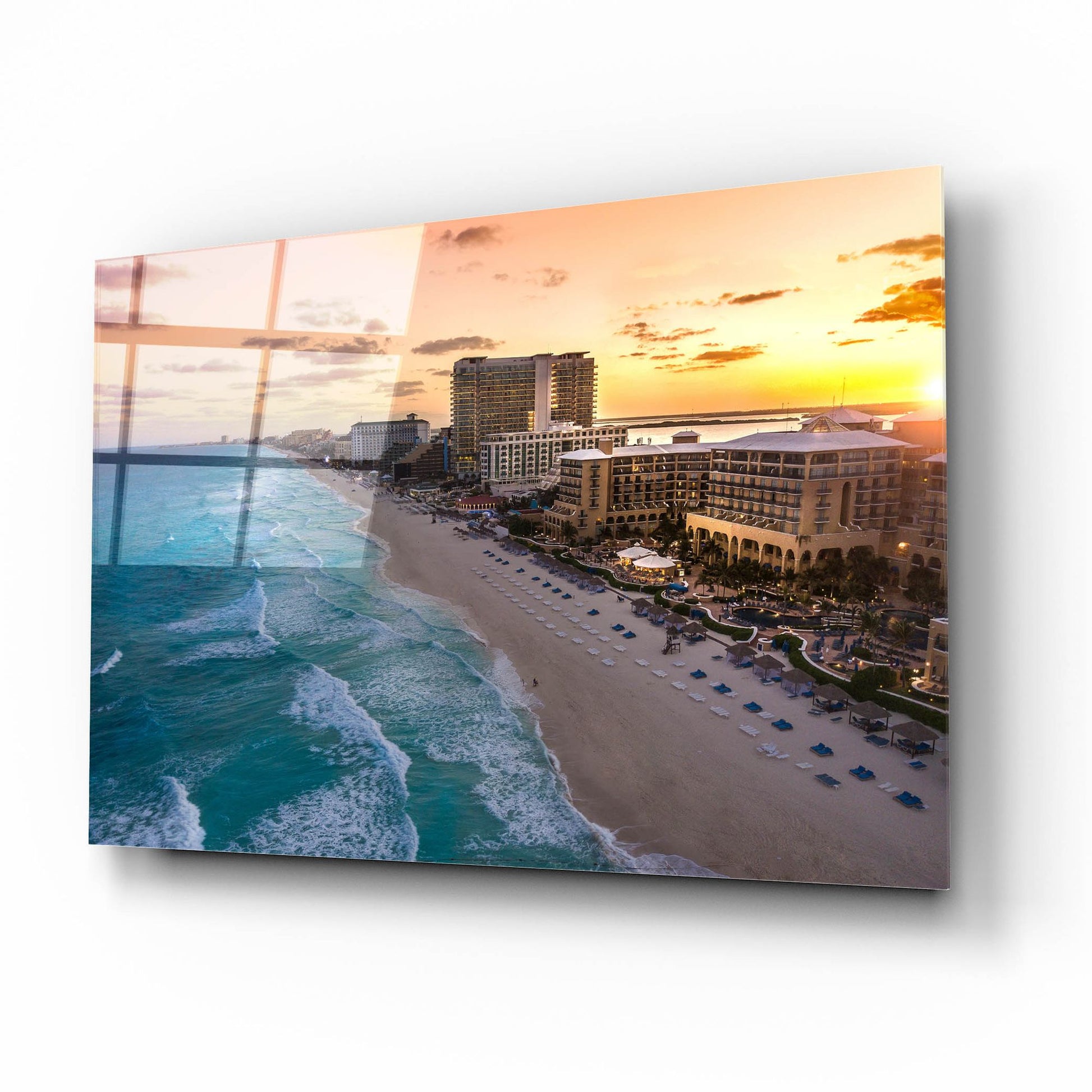 Epic Art 'Sunset On Cancun' by Jonathan Ross, Acrylic Glass Wall Art,16x12