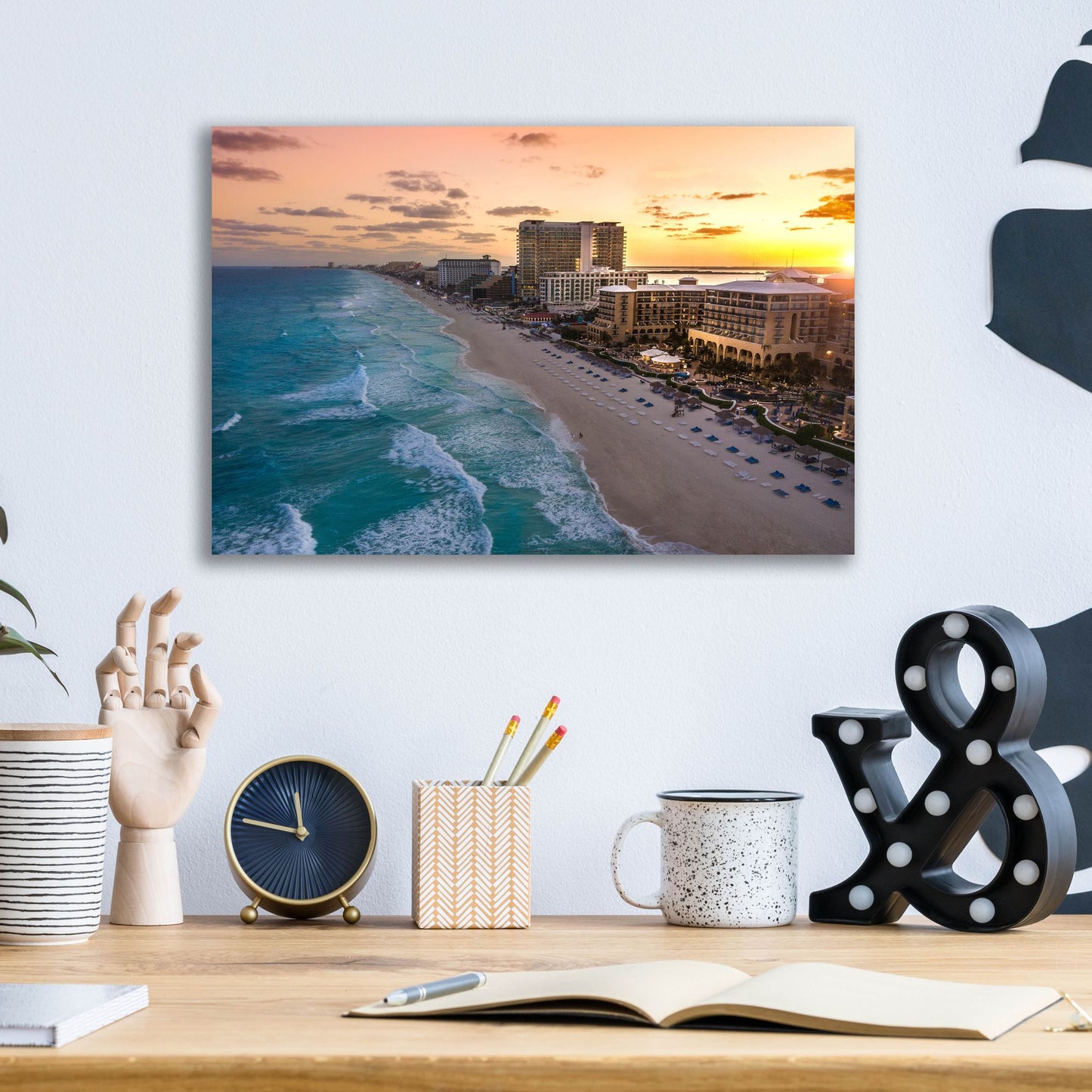 Epic Art 'Sunset On Cancun' by Jonathan Ross, Acrylic Glass Wall Art,16x12