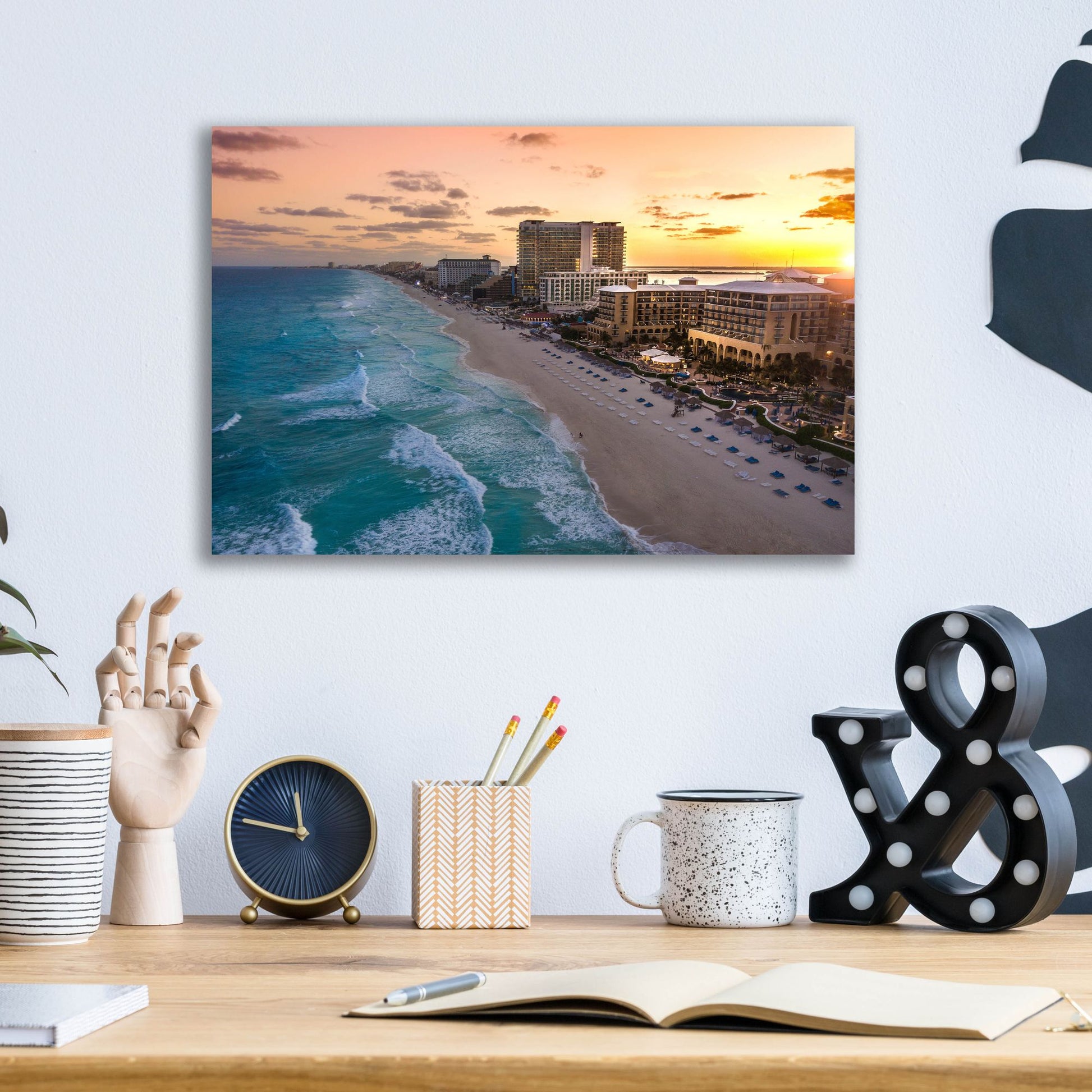 Epic Art 'Sunset On Cancun' by Jonathan Ross, Acrylic Glass Wall Art,16x12