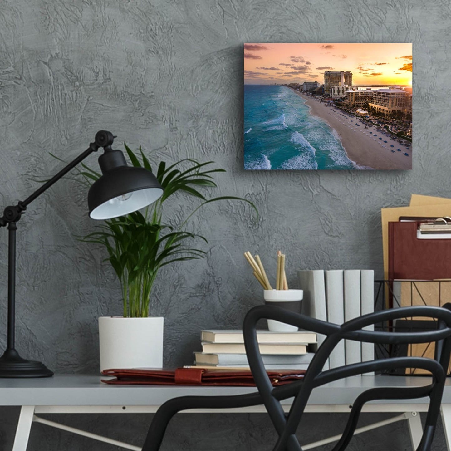 Epic Art 'Sunset On Cancun' by Jonathan Ross, Acrylic Glass Wall Art,16x12