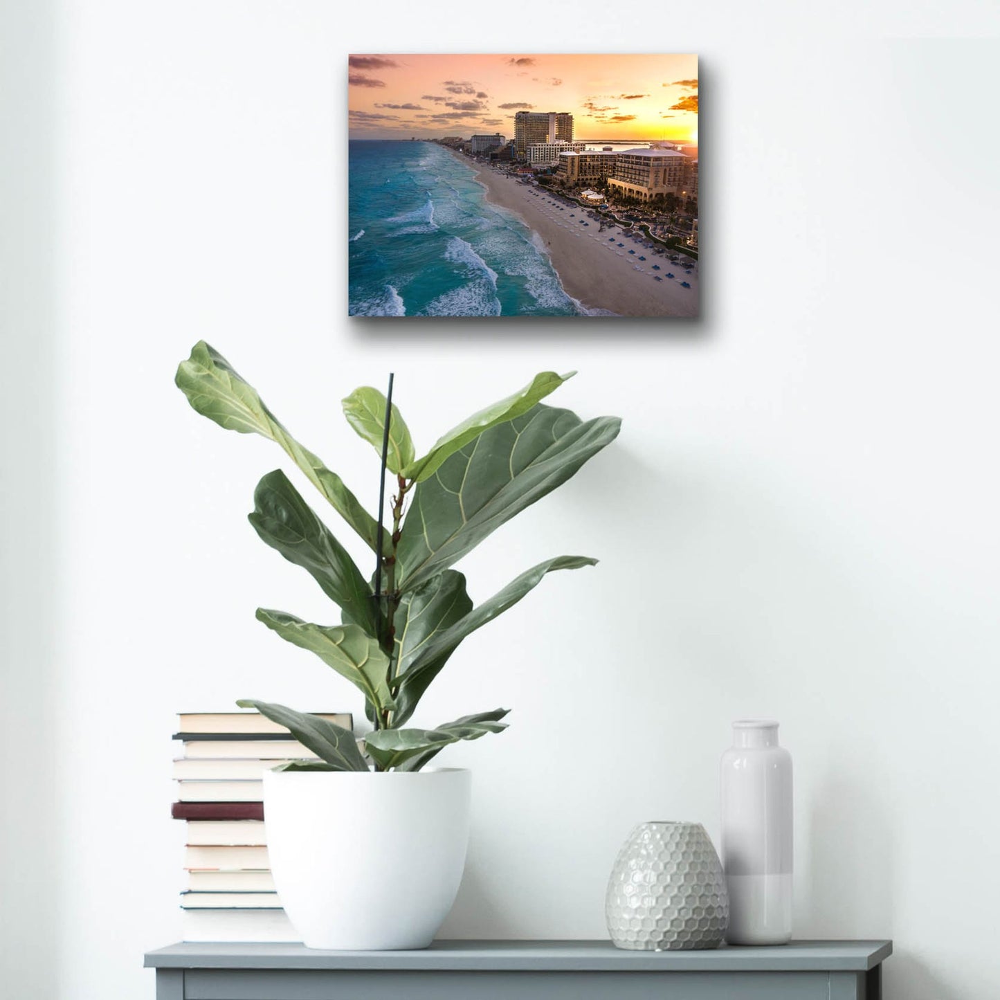 Epic Art 'Sunset On Cancun' by Jonathan Ross, Acrylic Glass Wall Art,16x12