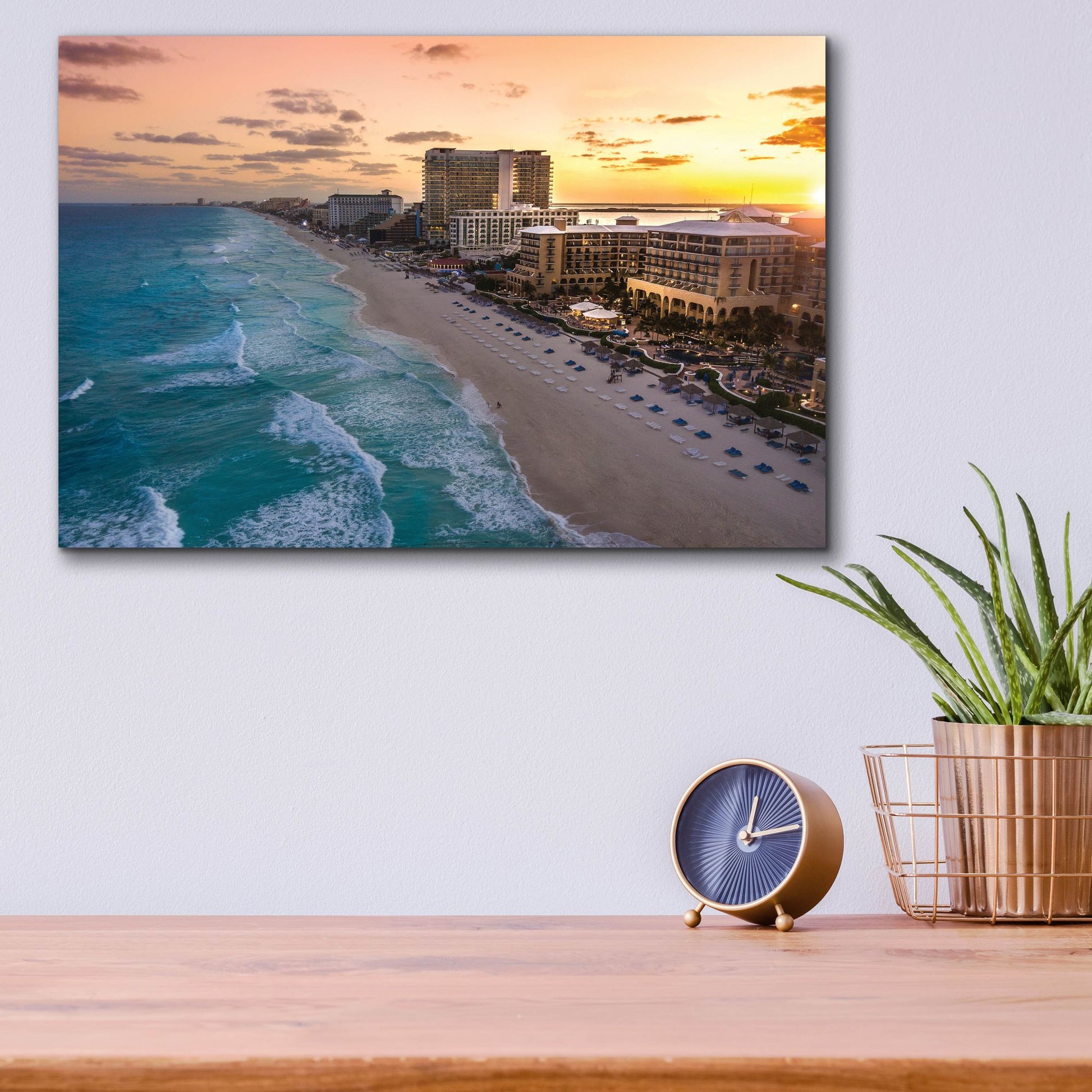Epic Art 'Sunset On Cancun' by Jonathan Ross, Acrylic Glass Wall Art,16x12