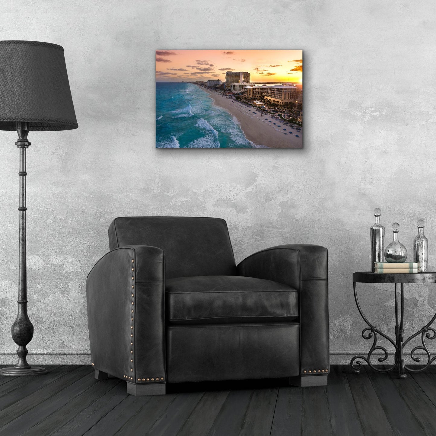 Epic Art 'Sunset On Cancun' by Jonathan Ross, Acrylic Glass Wall Art,24x16