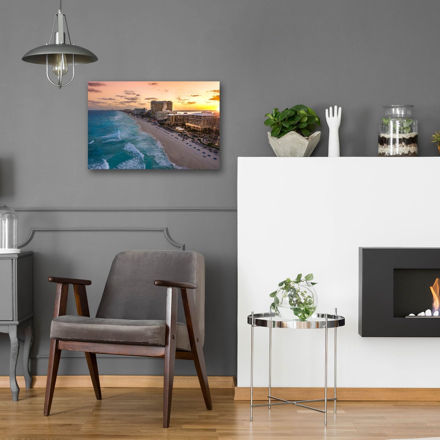 Epic Art 'Sunset On Cancun' by Jonathan Ross, Acrylic Glass Wall Art,24x16