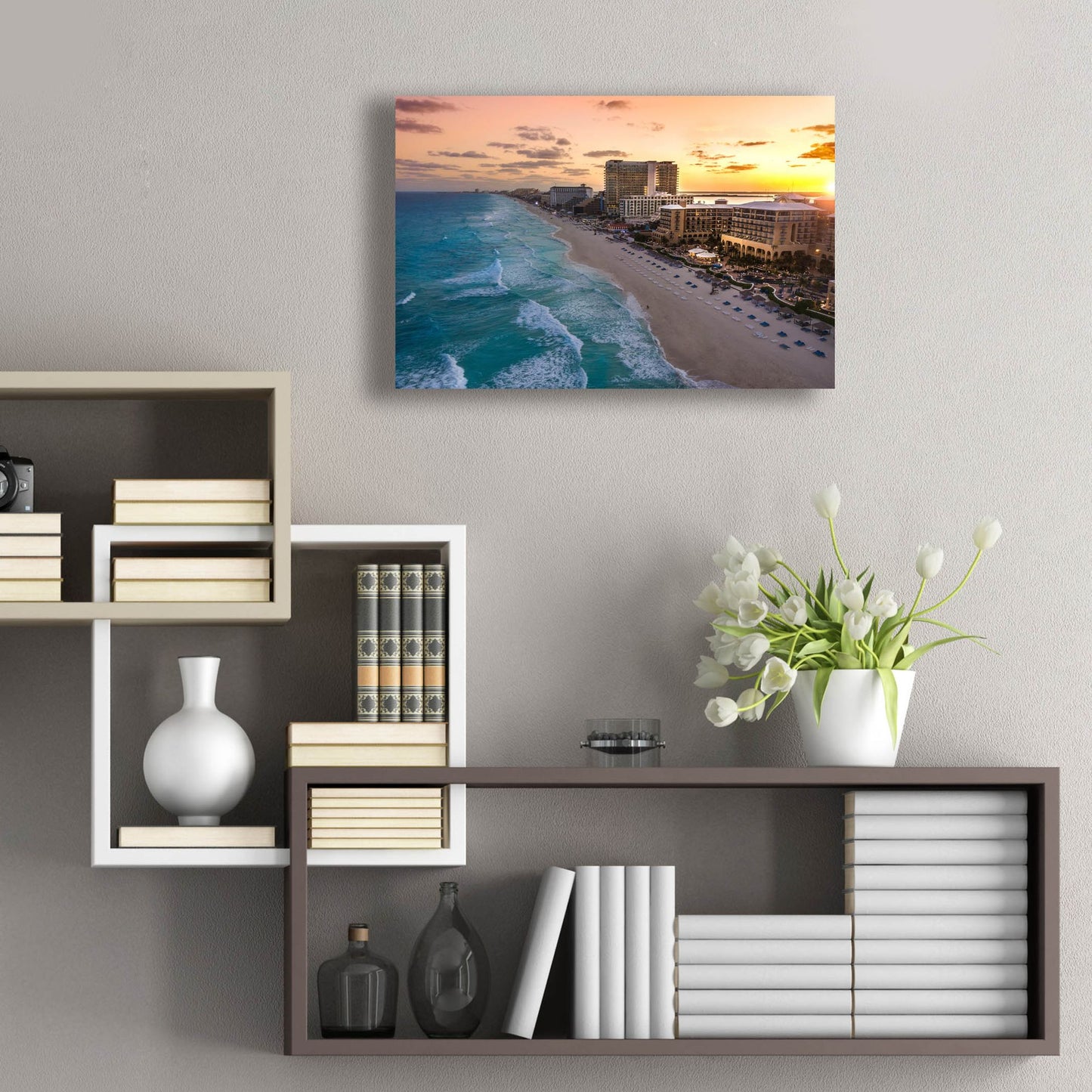 Epic Art 'Sunset On Cancun' by Jonathan Ross, Acrylic Glass Wall Art,24x16