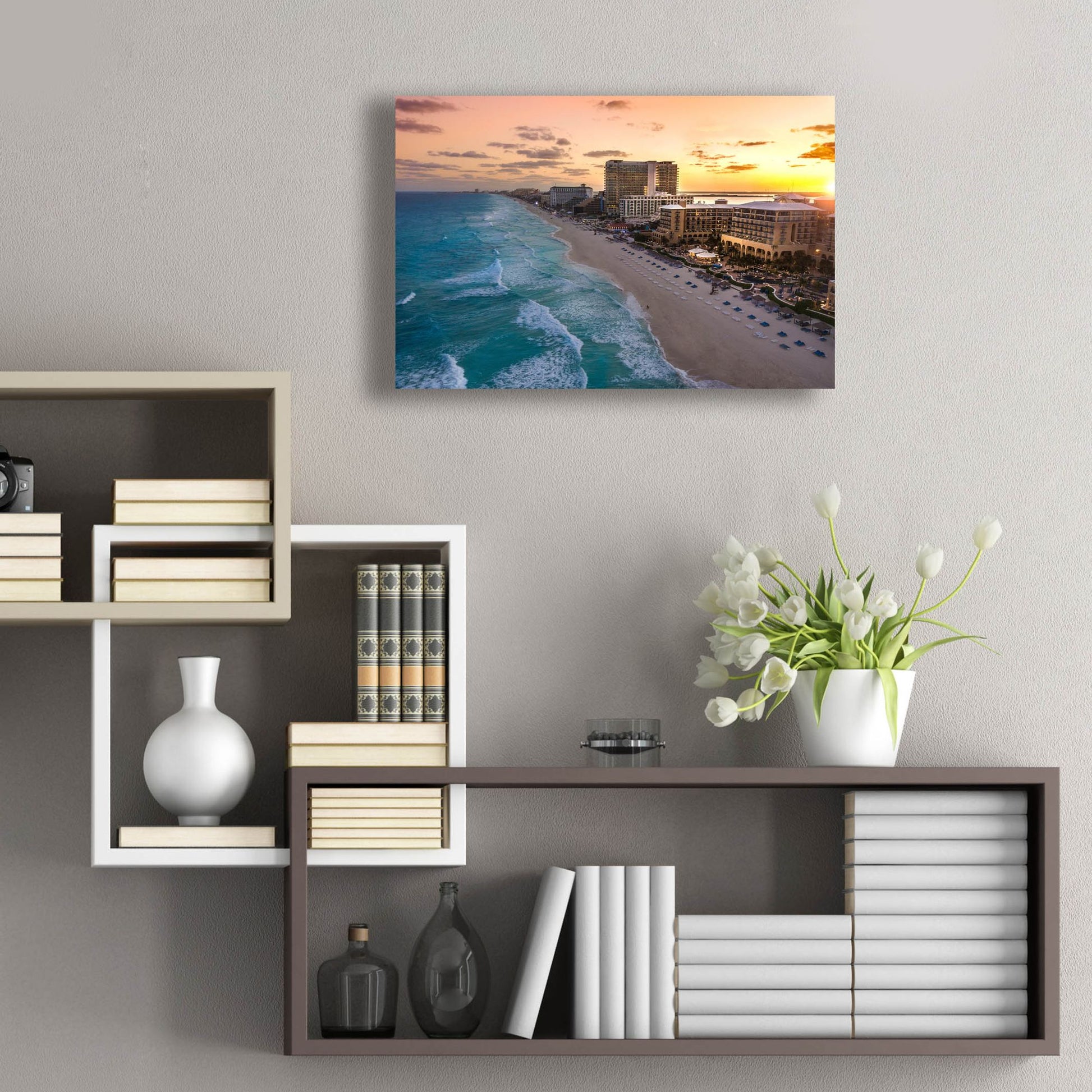 Epic Art 'Sunset On Cancun' by Jonathan Ross, Acrylic Glass Wall Art,24x16