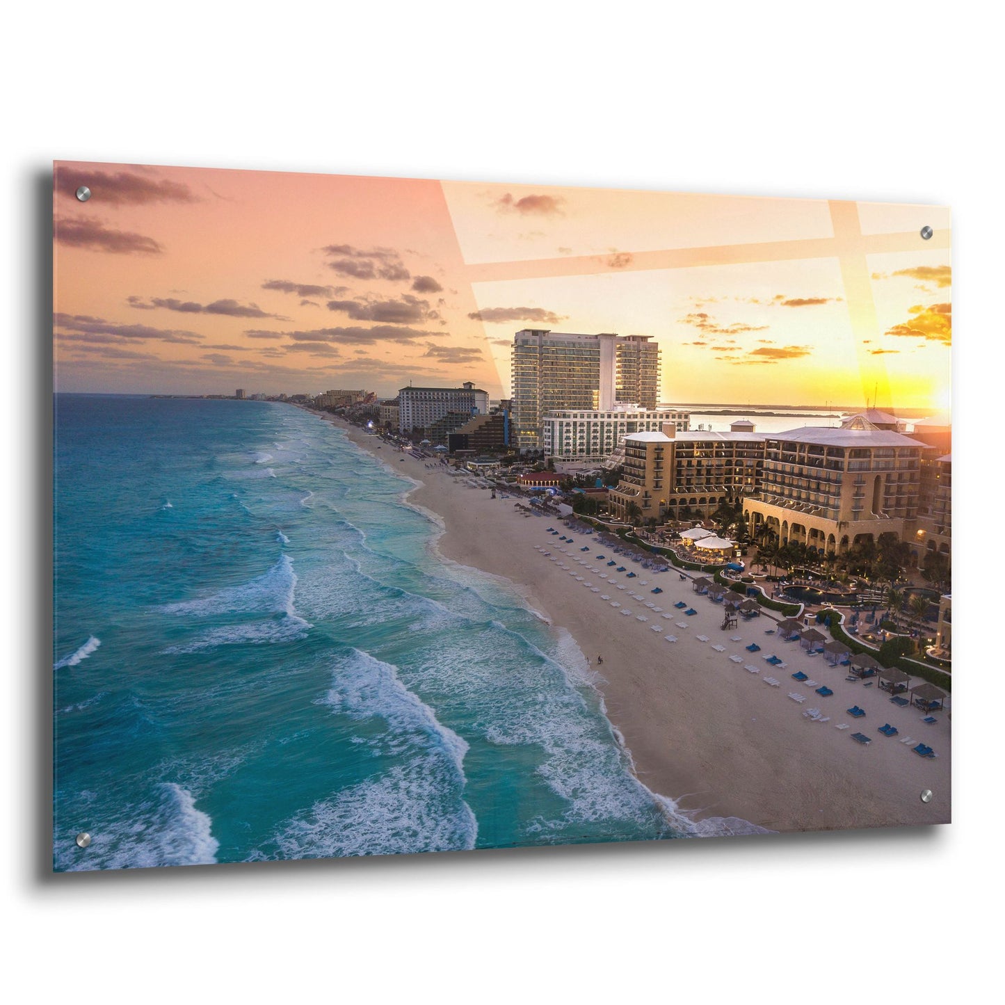 Epic Art 'Sunset On Cancun' by Jonathan Ross, Acrylic Glass Wall Art,36x24