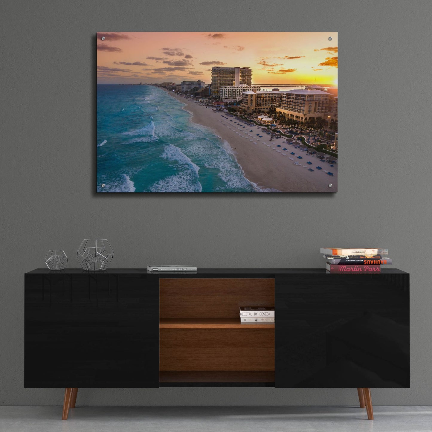Epic Art 'Sunset On Cancun' by Jonathan Ross, Acrylic Glass Wall Art,36x24
