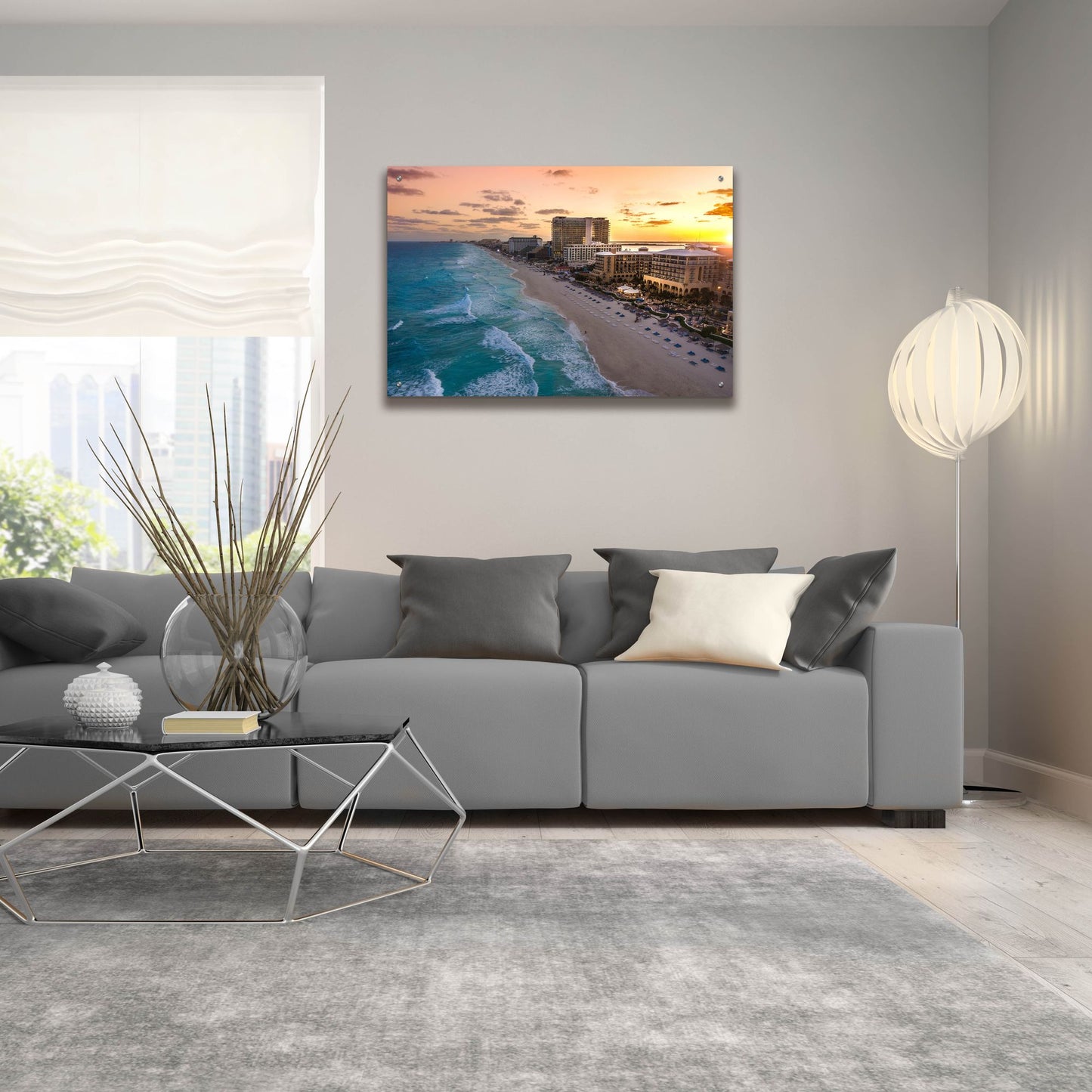 Epic Art 'Sunset On Cancun' by Jonathan Ross, Acrylic Glass Wall Art,36x24