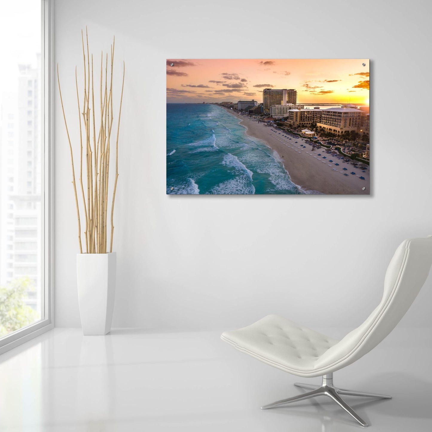 Epic Art 'Sunset On Cancun' by Jonathan Ross, Acrylic Glass Wall Art,36x24