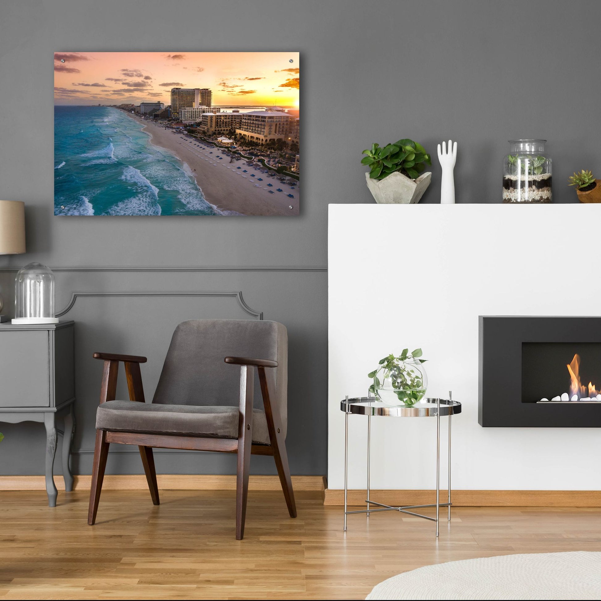 Epic Art 'Sunset On Cancun' by Jonathan Ross, Acrylic Glass Wall Art,36x24