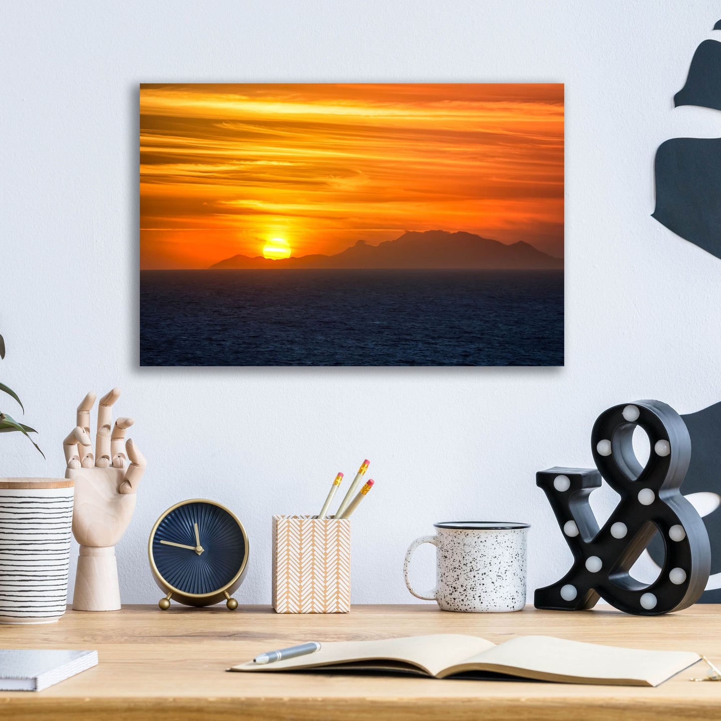 Epic Art 'Sunset Over The Caribbean' by Jonathan Ross, Acrylic Glass Wall Art,16x12