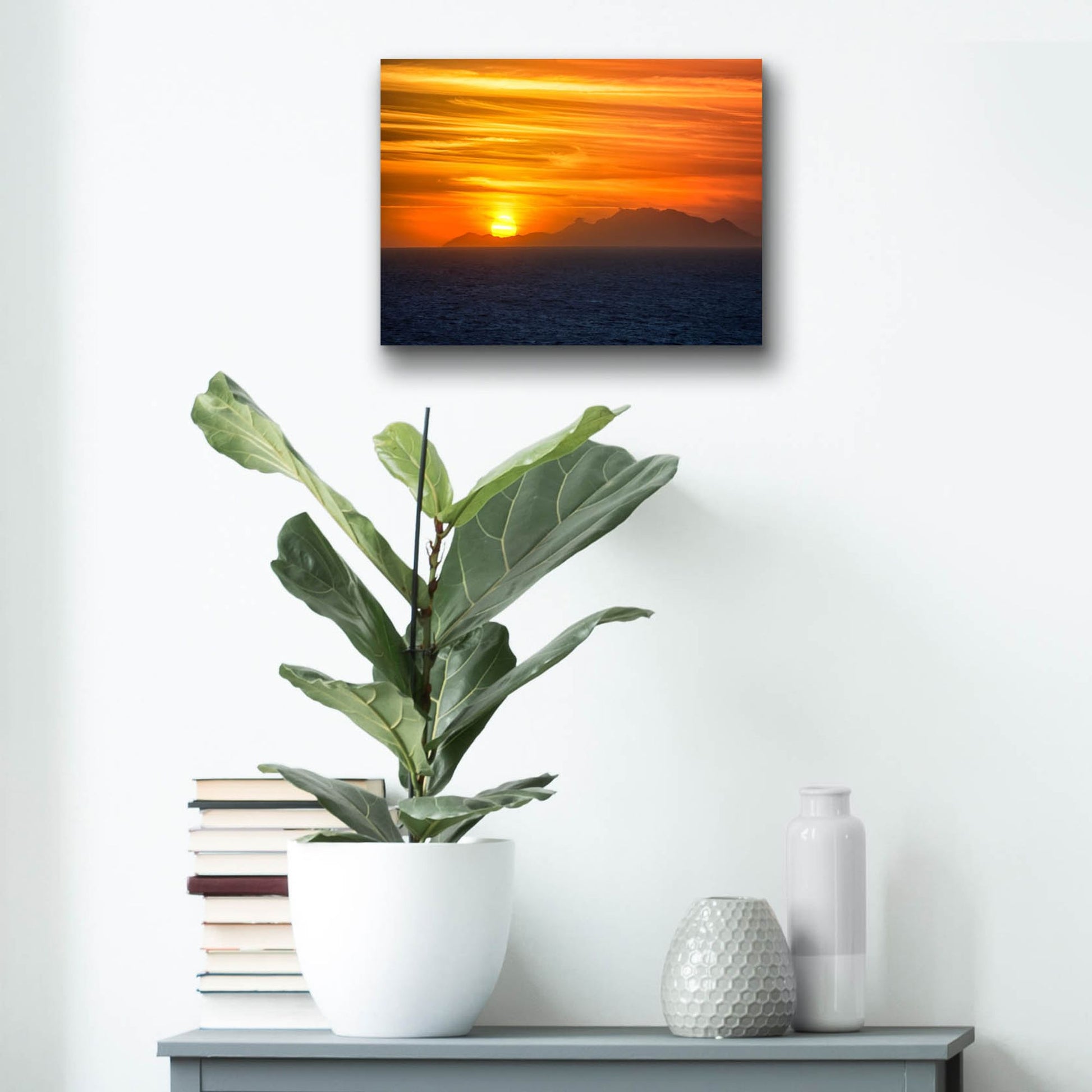 Epic Art 'Sunset Over The Caribbean' by Jonathan Ross, Acrylic Glass Wall Art,16x12