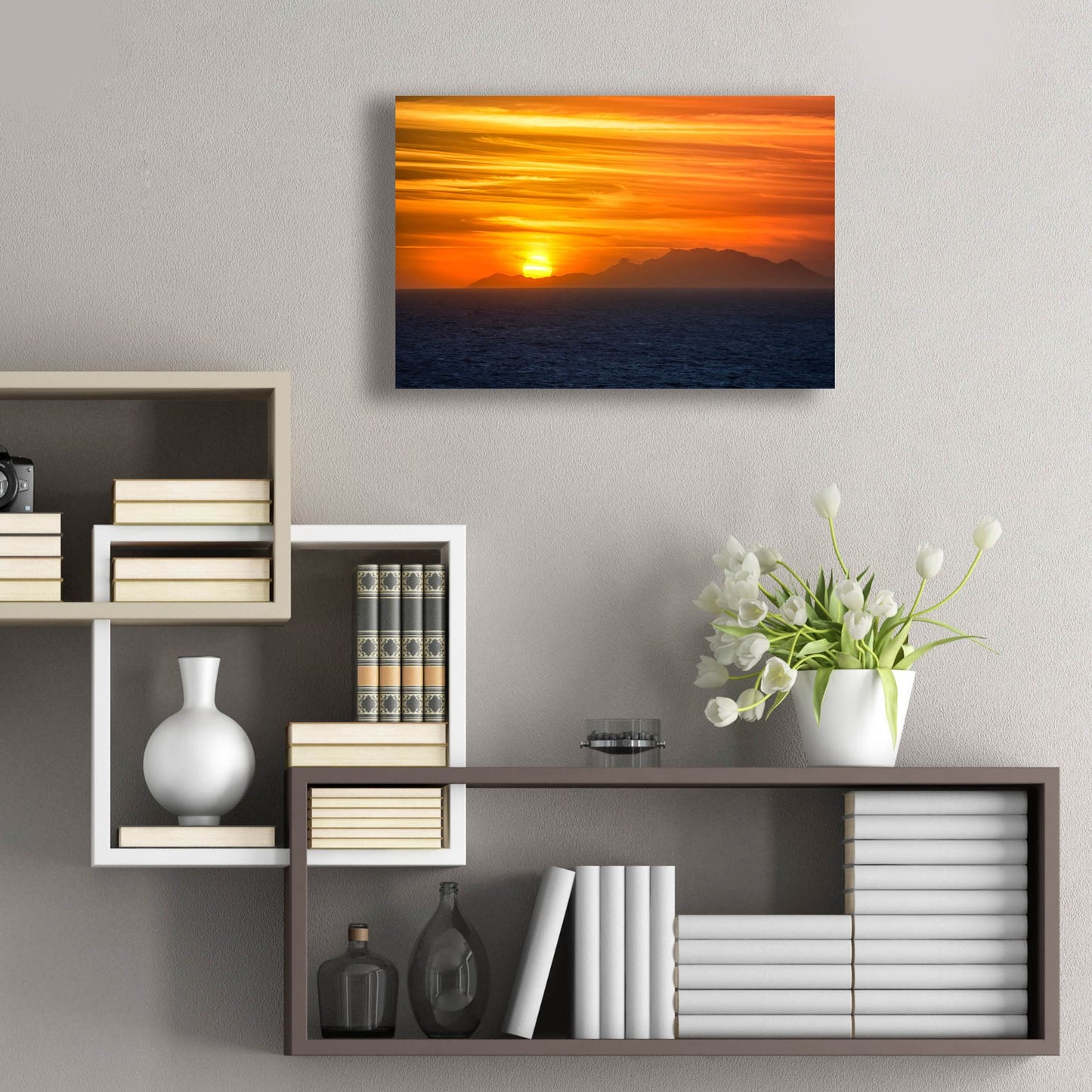 Epic Art 'Sunset Over The Caribbean' by Jonathan Ross, Acrylic Glass Wall Art,24x16