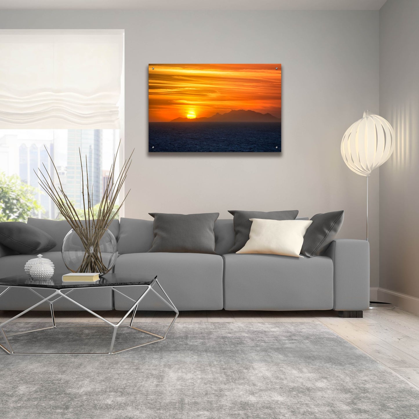 Epic Art 'Sunset Over The Caribbean' by Jonathan Ross, Acrylic Glass Wall Art,36x24