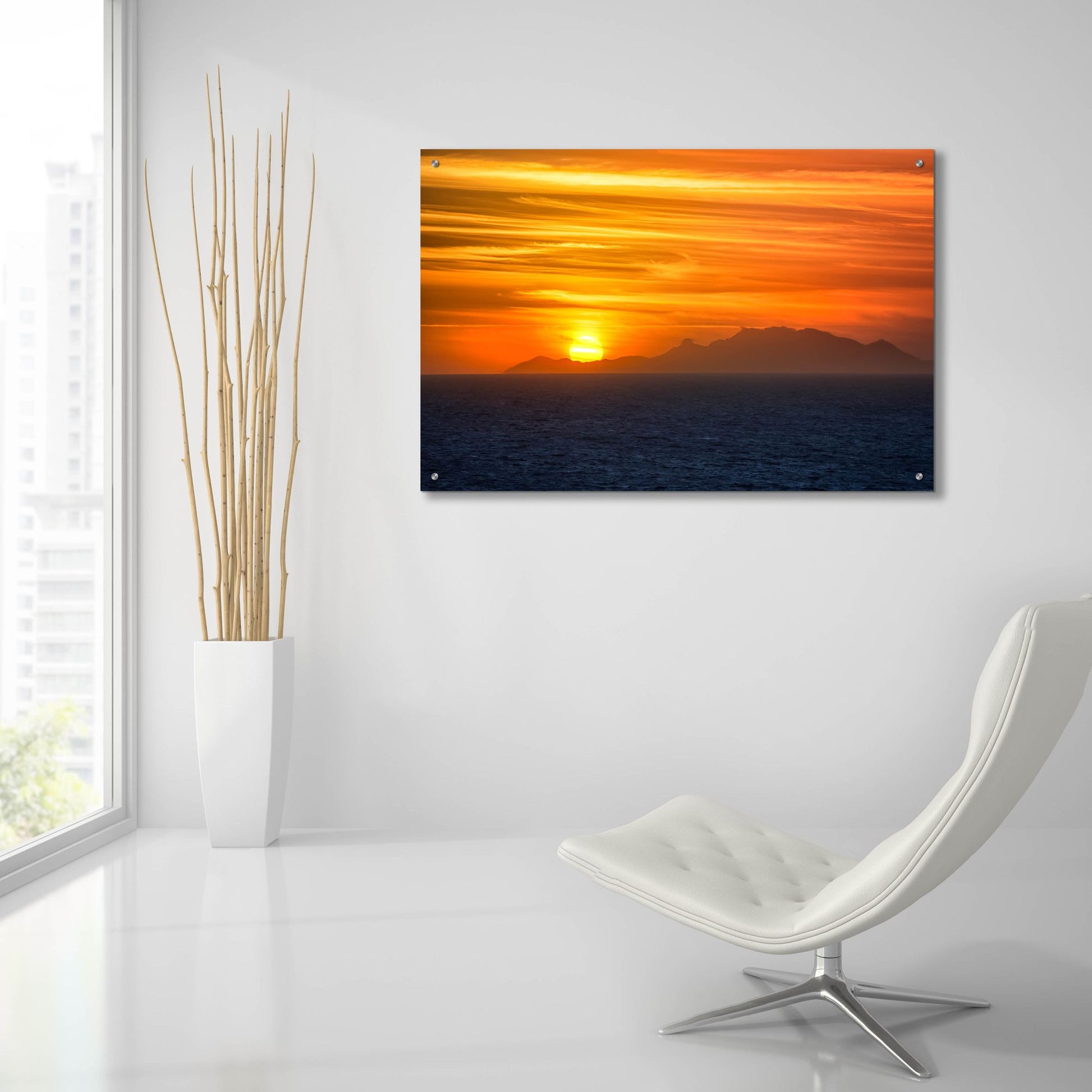 Epic Art 'Sunset Over The Caribbean' by Jonathan Ross, Acrylic Glass Wall Art,36x24