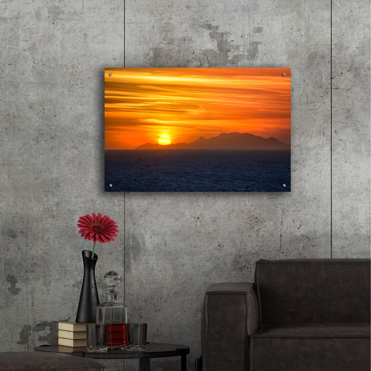 Epic Art 'Sunset Over The Caribbean' by Jonathan Ross, Acrylic Glass Wall Art,36x24