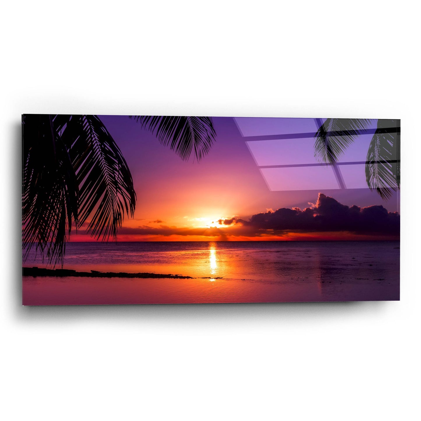 Epic Art 'Tahiti Sunset' by Jonathan Ross, Acrylic Glass Wall Art,24x12