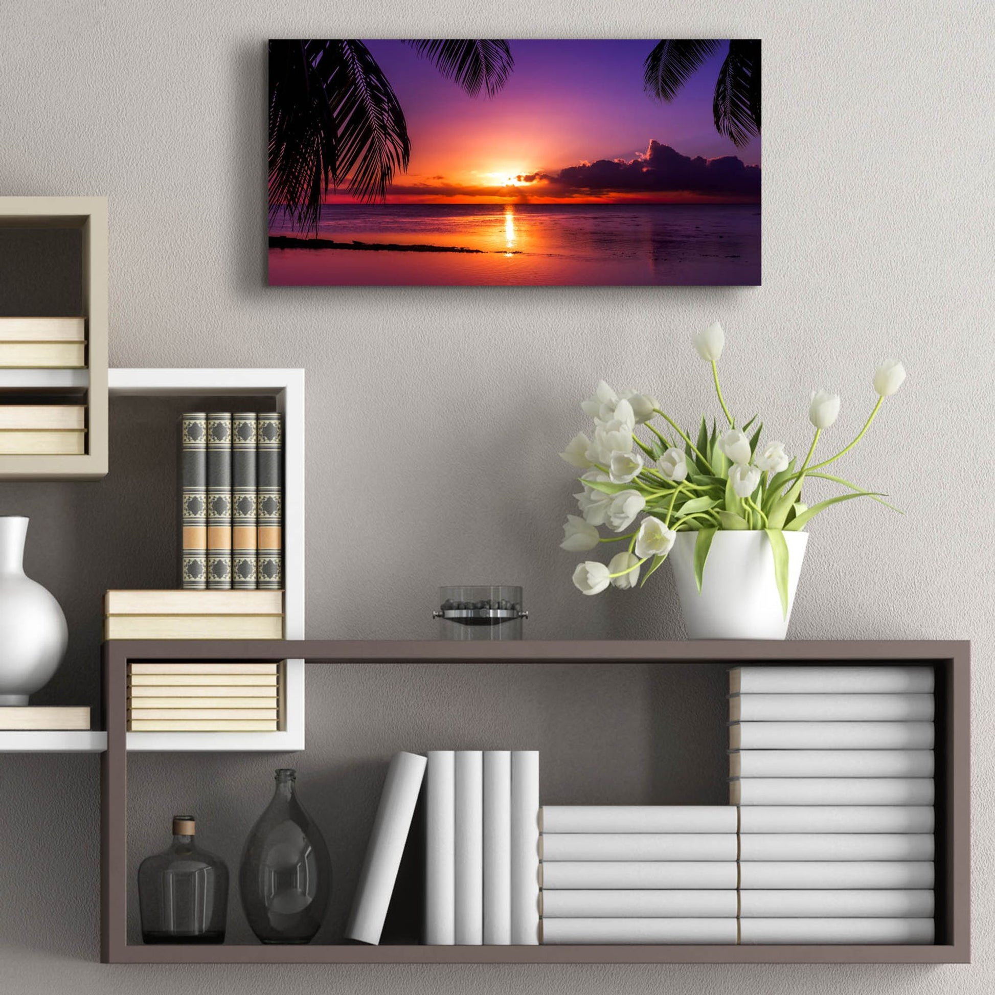 Epic Art 'Tahiti Sunset' by Jonathan Ross, Acrylic Glass Wall Art,24x12