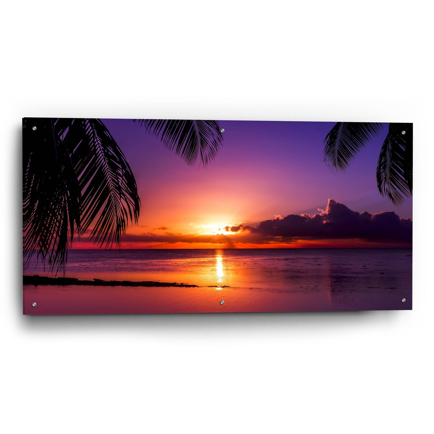 Epic Art 'Tahiti Sunset' by Jonathan Ross, Acrylic Glass Wall Art,48x24