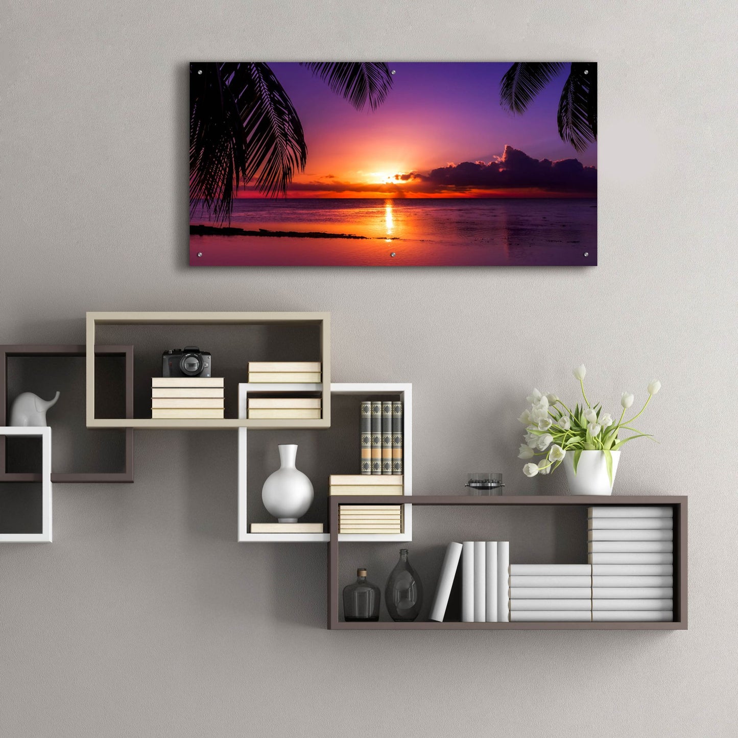 Epic Art 'Tahiti Sunset' by Jonathan Ross, Acrylic Glass Wall Art,48x24