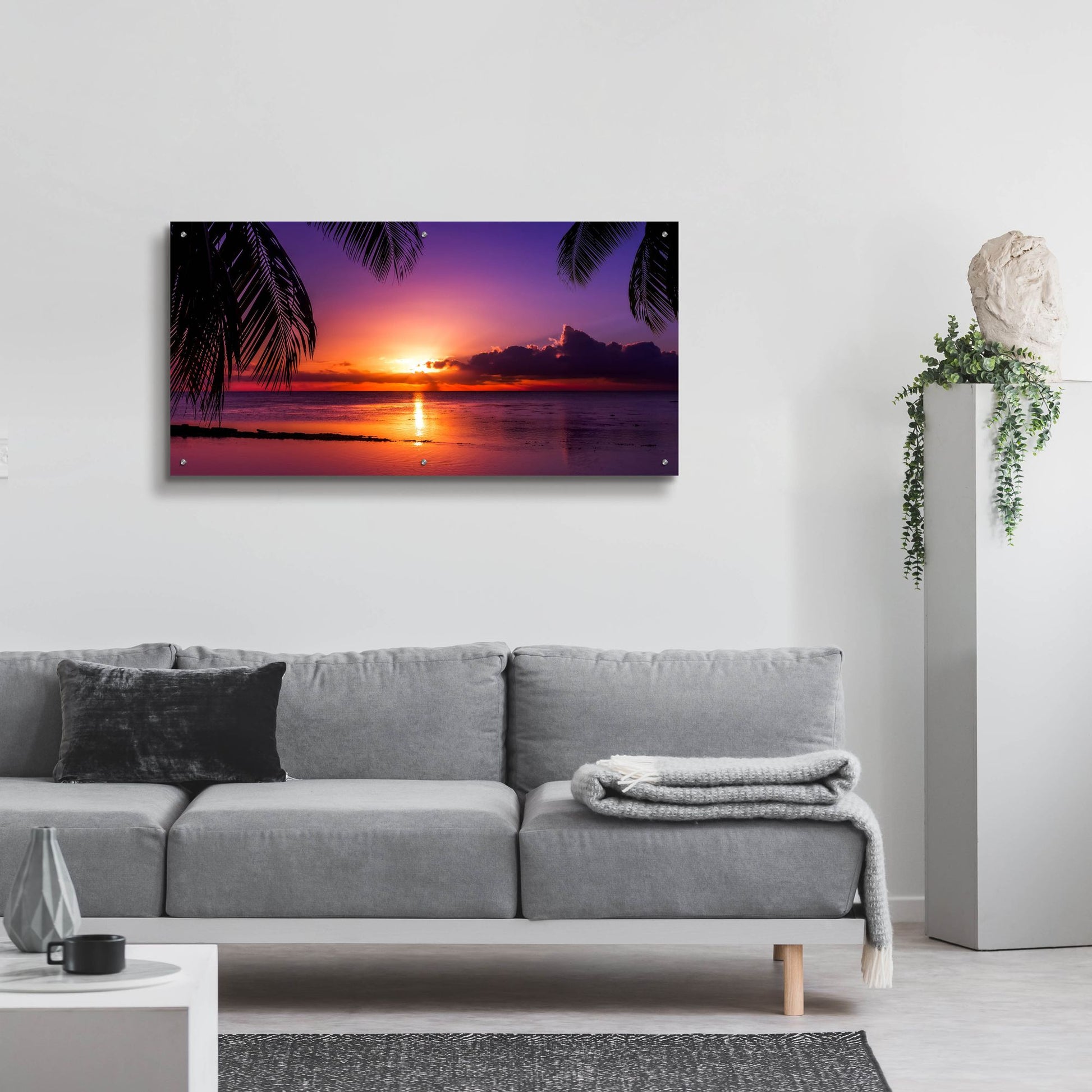 Epic Art 'Tahiti Sunset' by Jonathan Ross, Acrylic Glass Wall Art,48x24