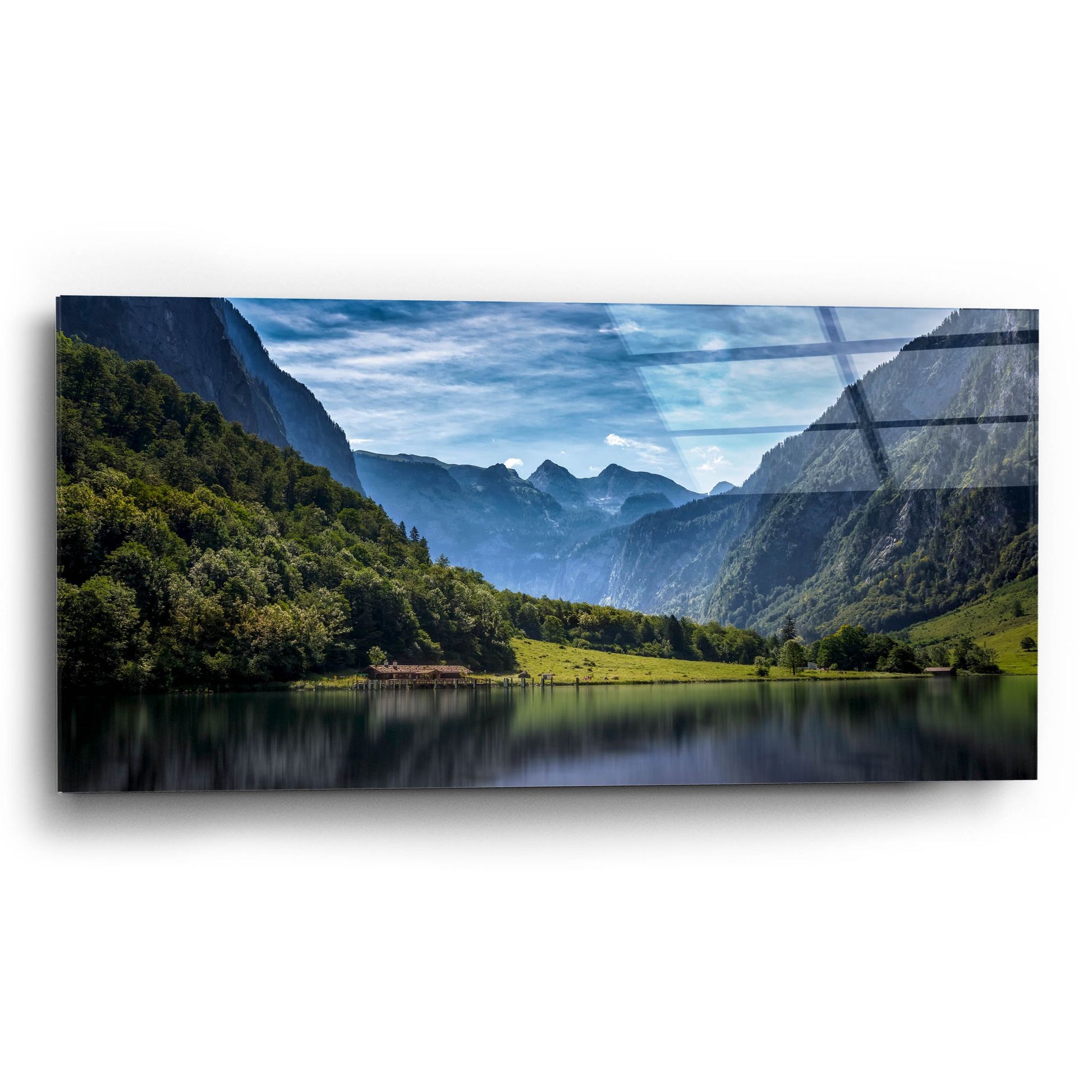 Epic Art 'Tranquil Alpine Lake' by Jonathan Ross, Acrylic Glass Wall Art,24x12