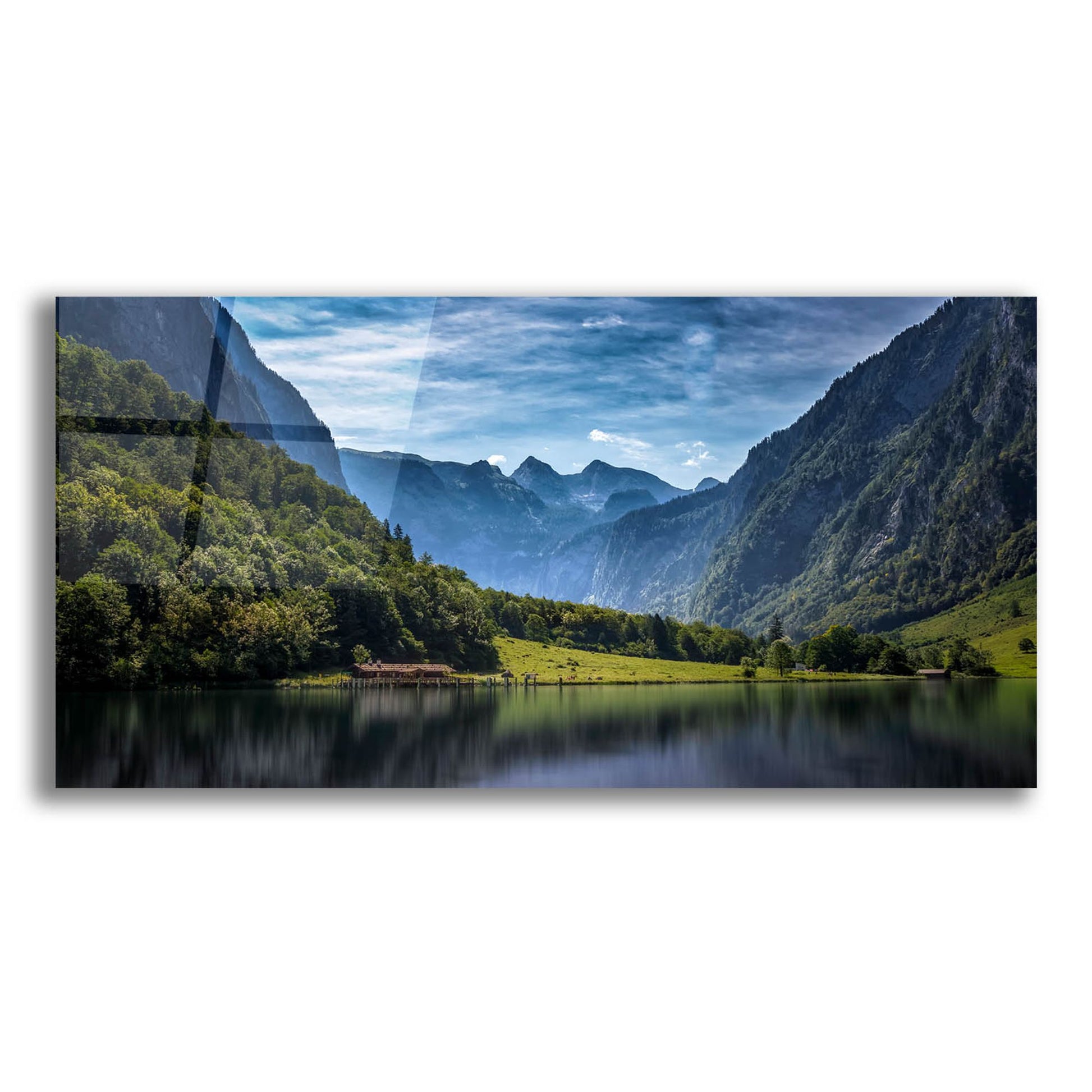 Epic Art 'Tranquil Alpine Lake' by Jonathan Ross, Acrylic Glass Wall Art,24x12