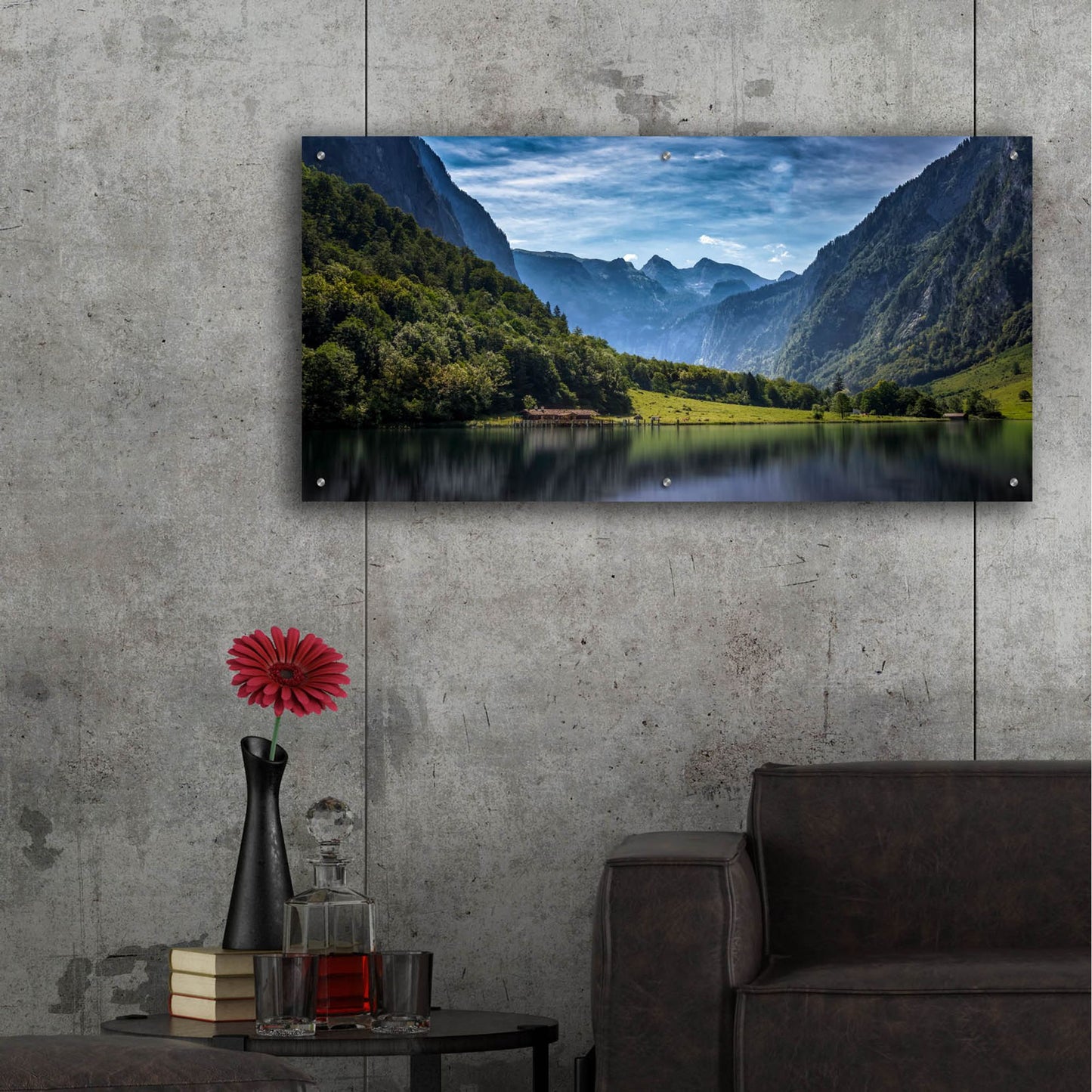 Epic Art 'Tranquil Alpine Lake' by Jonathan Ross, Acrylic Glass Wall Art,48x24