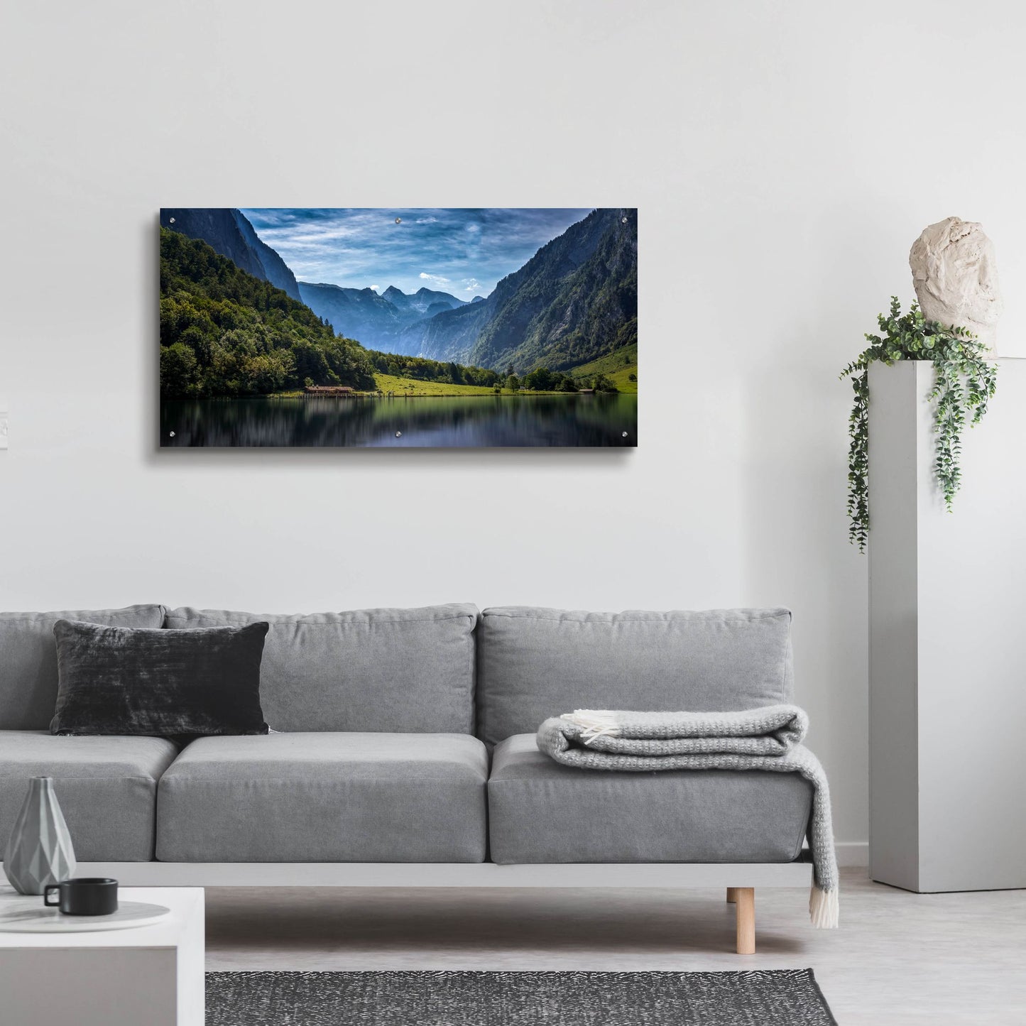 Epic Art 'Tranquil Alpine Lake' by Jonathan Ross, Acrylic Glass Wall Art,48x24