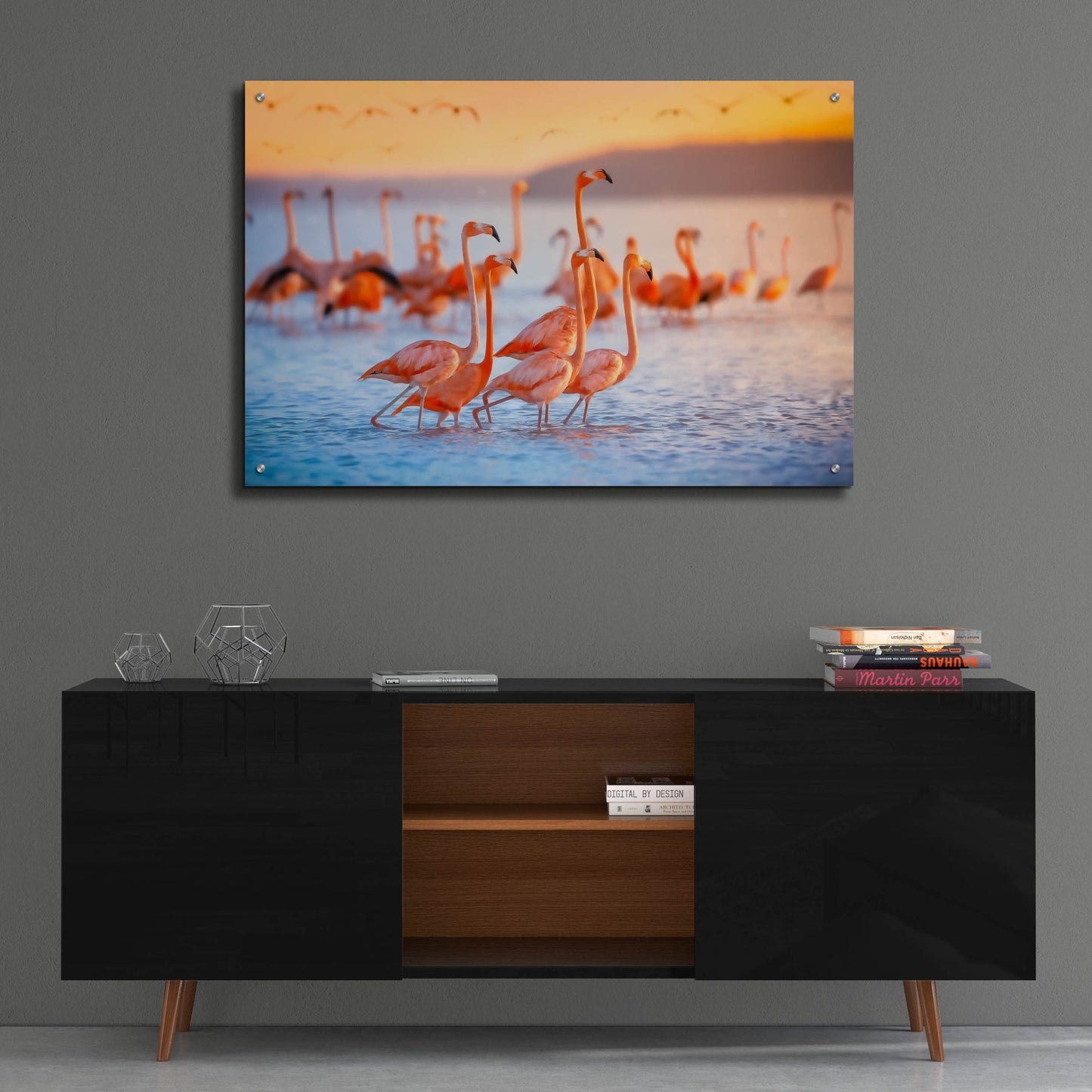 Epic Art 'Wading Flamingos' by Jonathan Ross, Acrylic Glass Wall Art,36x24