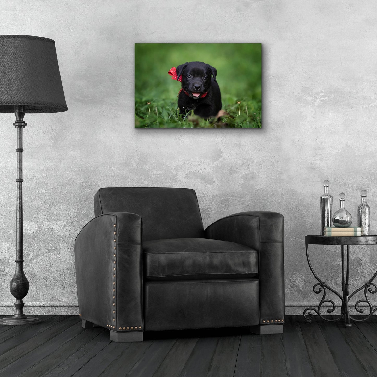 Epic Art 'Black Lab Pup 10' by Jonathan Ross, Acrylic Glass Wall Art,24x16