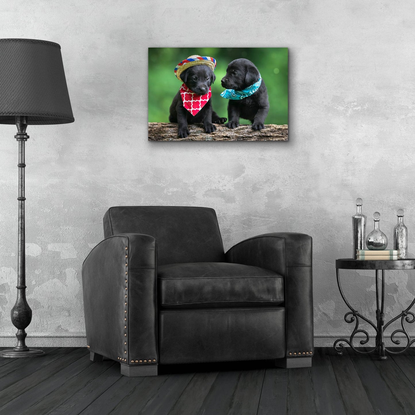 Epic Art 'Black Lab Pups 5' by Jonathan Ross, Acrylic Glass Wall Art,24x16