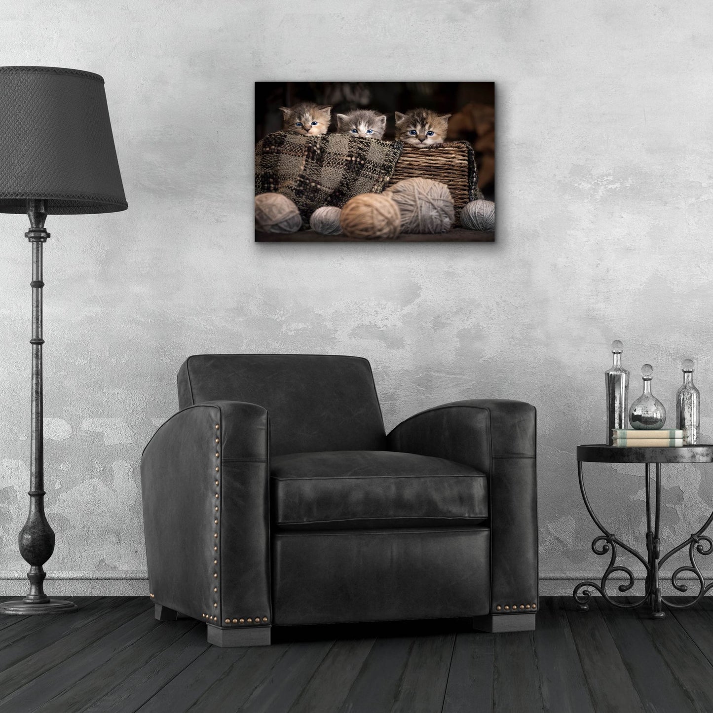 Epic Art 'Kittens In A Basket' by Jonathan Ross, Acrylic Glass Wall Art,24x16