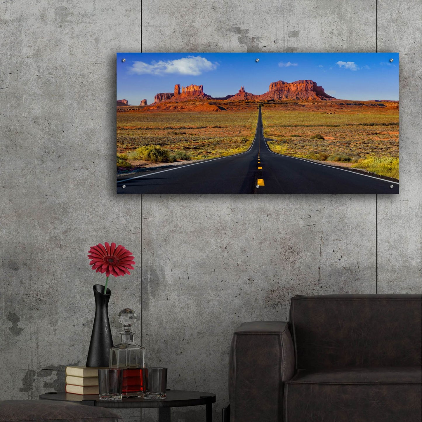 Epic Art 'Monument Valley Road' by Jonathan Ross, Acrylic Glass Wall Art,48x24