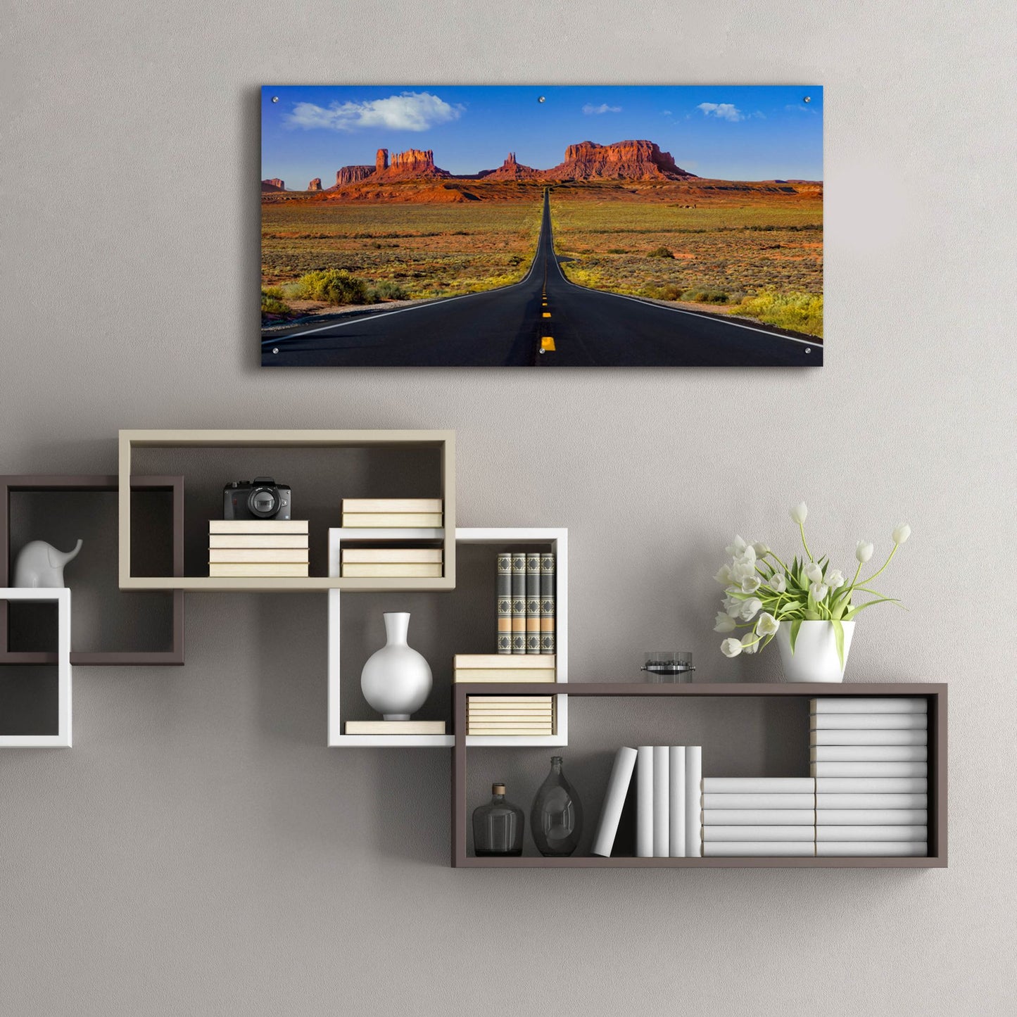 Epic Art 'Monument Valley Road' by Jonathan Ross, Acrylic Glass Wall Art,48x24