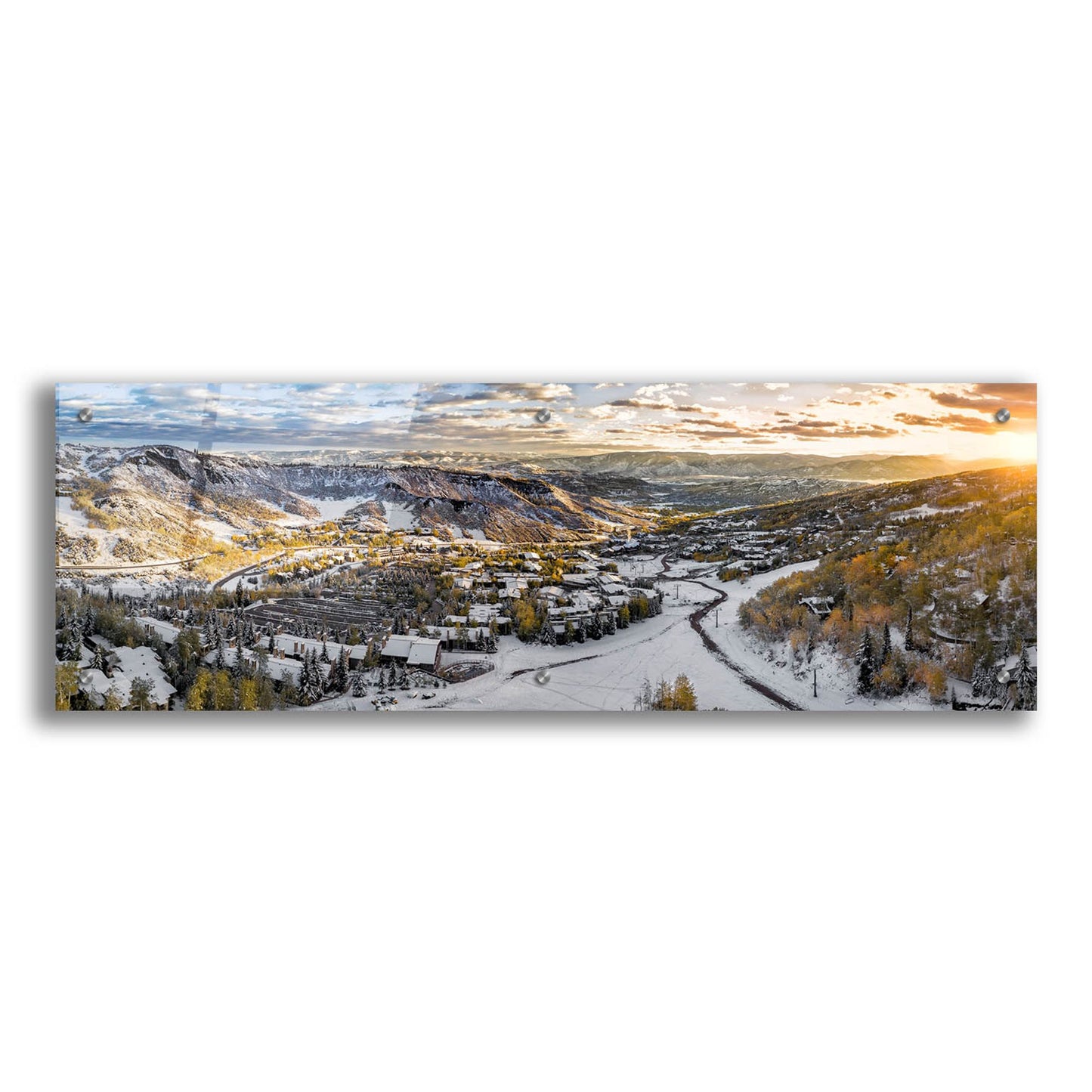 Epic Art 'Snowmass Colorado' by Jonathan Ross, Acrylic Glass Wall Art,36x12