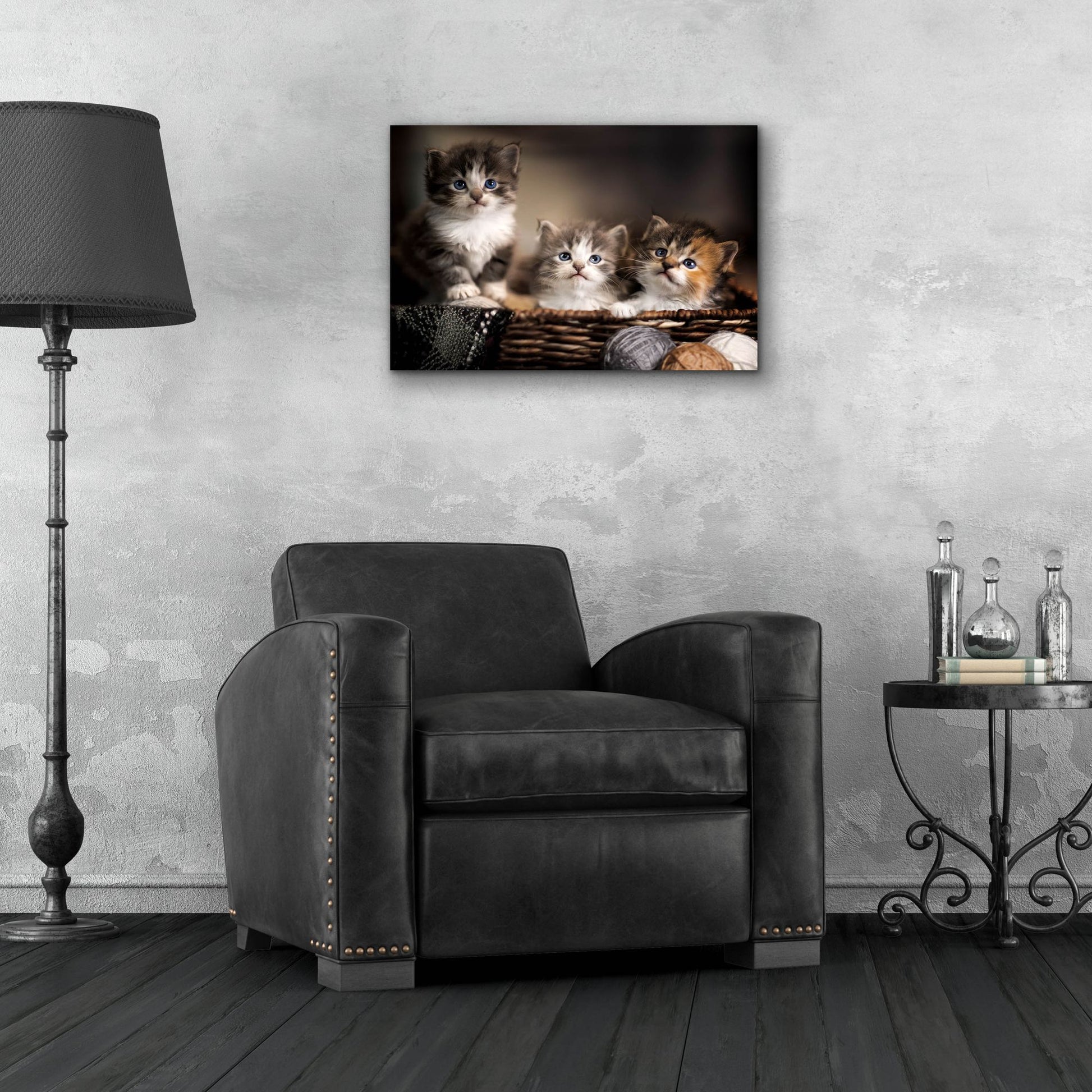 Epic Art 'Three Kittens' by Jonathan Ross, Acrylic Glass Wall Art,24x16