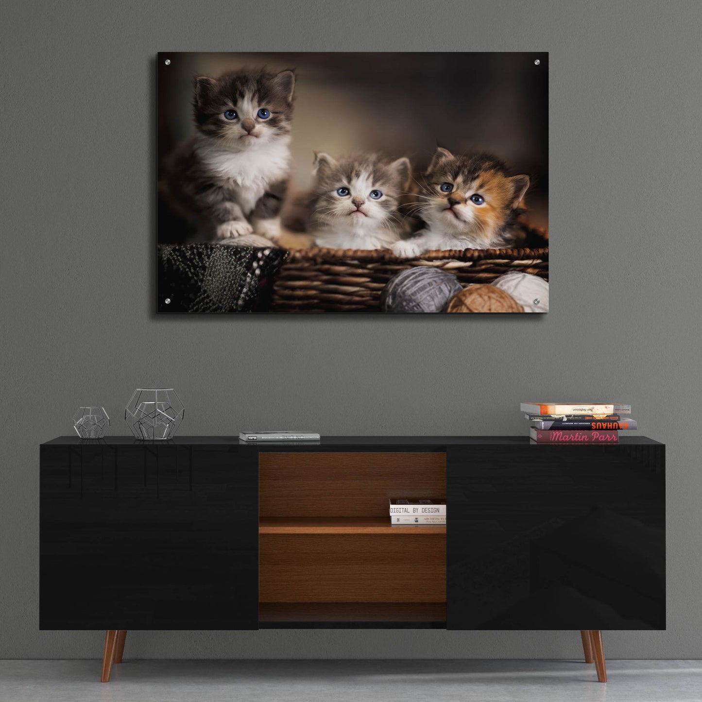 Epic Art 'Three Kittens' by Jonathan Ross, Acrylic Glass Wall Art,36x24